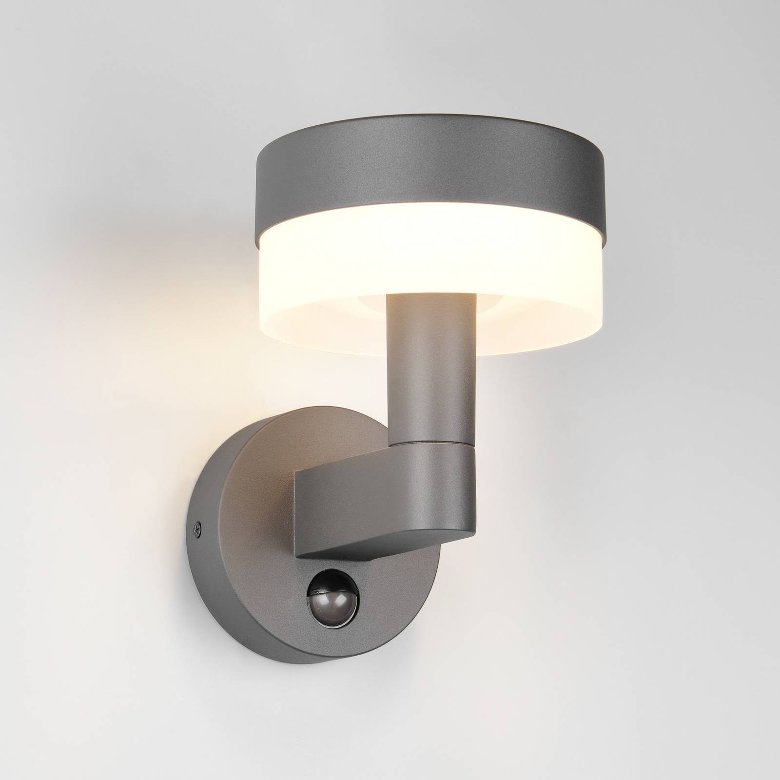 Trio Lighting LED buiten wandlamp Mackenzie Sensor antraciet, gegoten aluminium