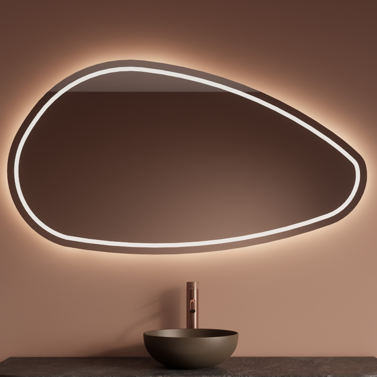 Gliss Design Sirius spiegel organisch 140x82cm met handsensor