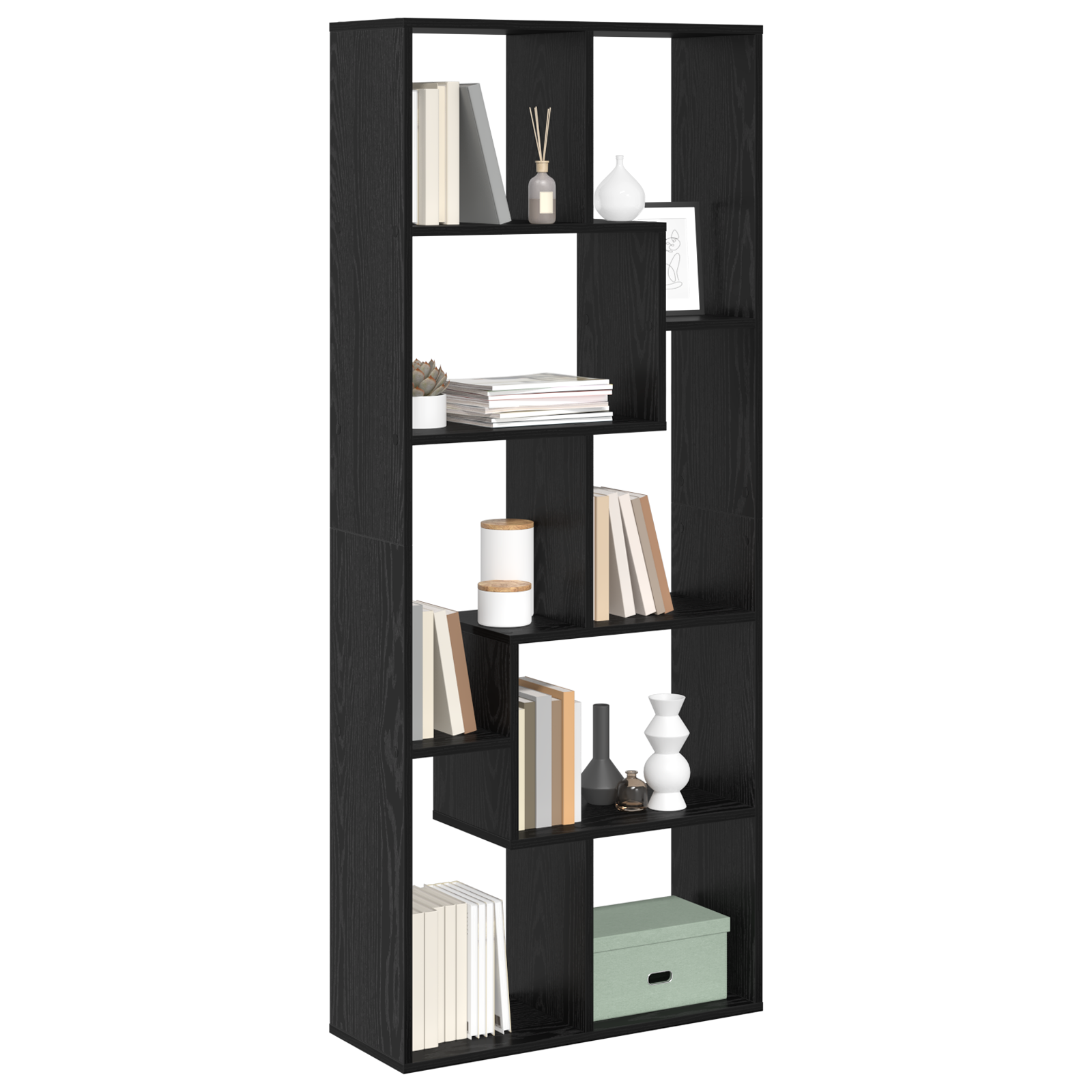 vidaXL Room Divider Boekenkast Zwart Eiken 67x25x161.5 cm Bewerkt Hout