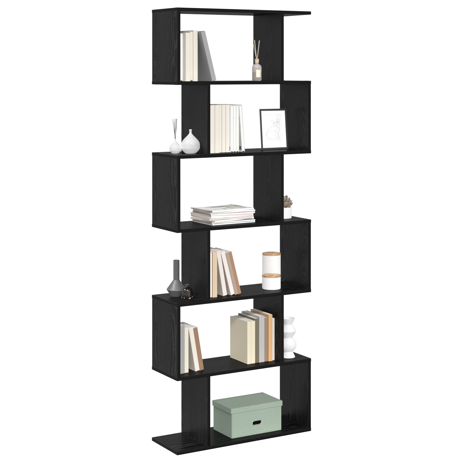 vidaXL Boekenkast Zwart Eiken - 70 x 24 x 193,5 cm, Geperst Hout