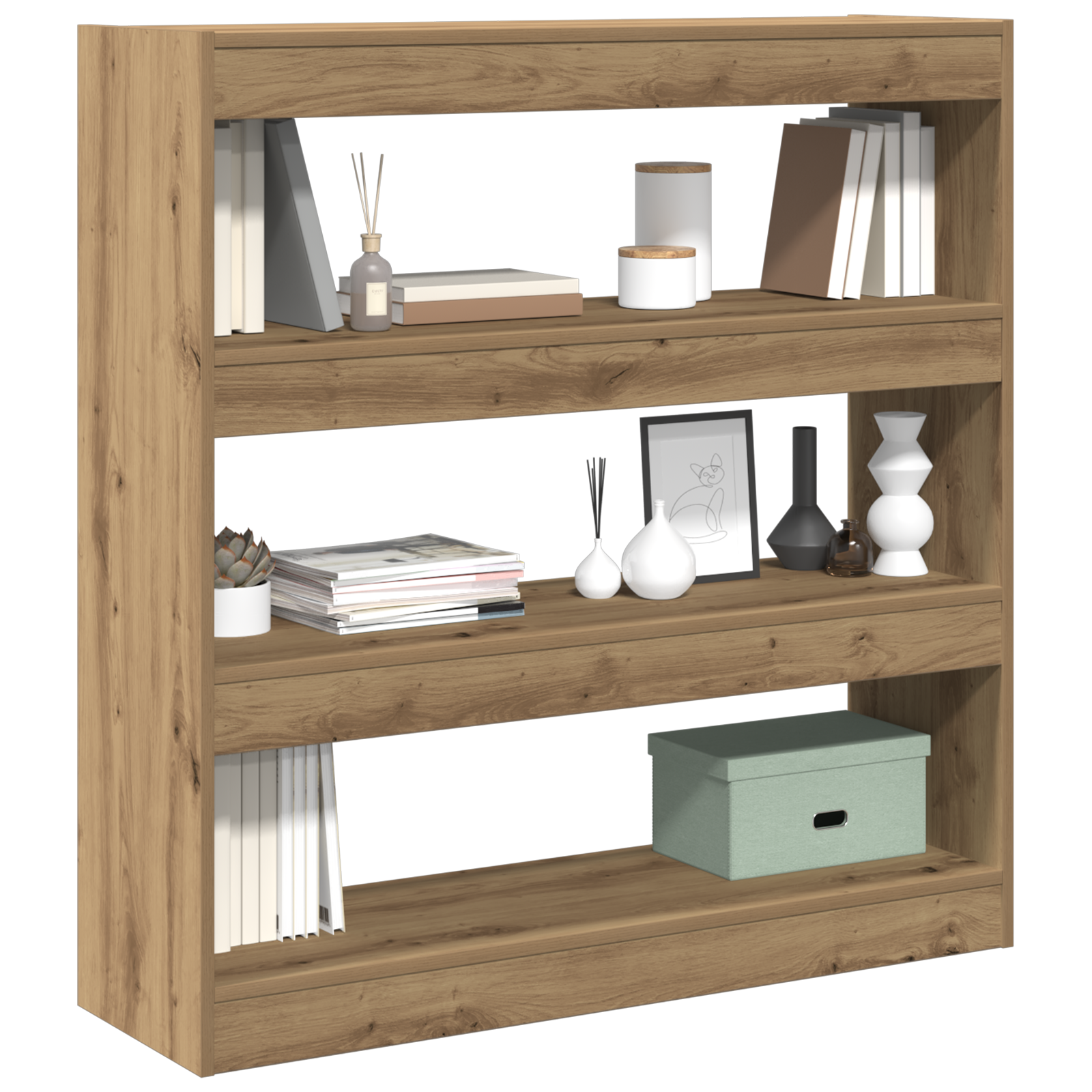 vidaXL Boekenkast/Kamerscherm in Ambachtelijk Eiken - 100x30x103cm, Gemaakt van Gefabriceerd Hout