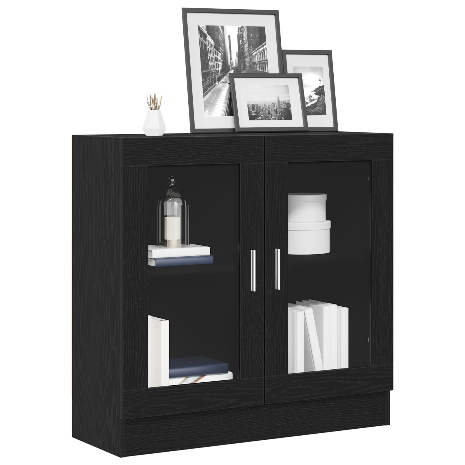 vidaXL Boekenkast Zwart Eiken 82,5x30,5x80 cm Gelaagd Hout