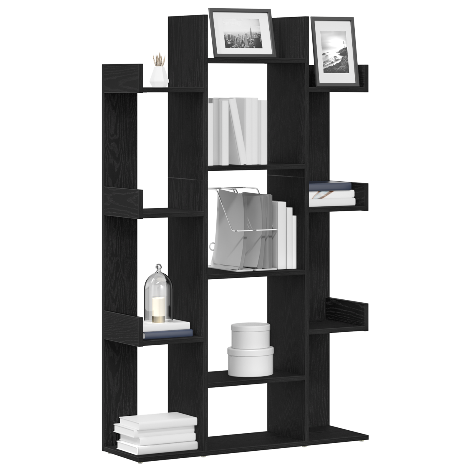 vidaXL Boekenkast Zwart Eiken 86x25,5x140 cm Bewerkt Hout