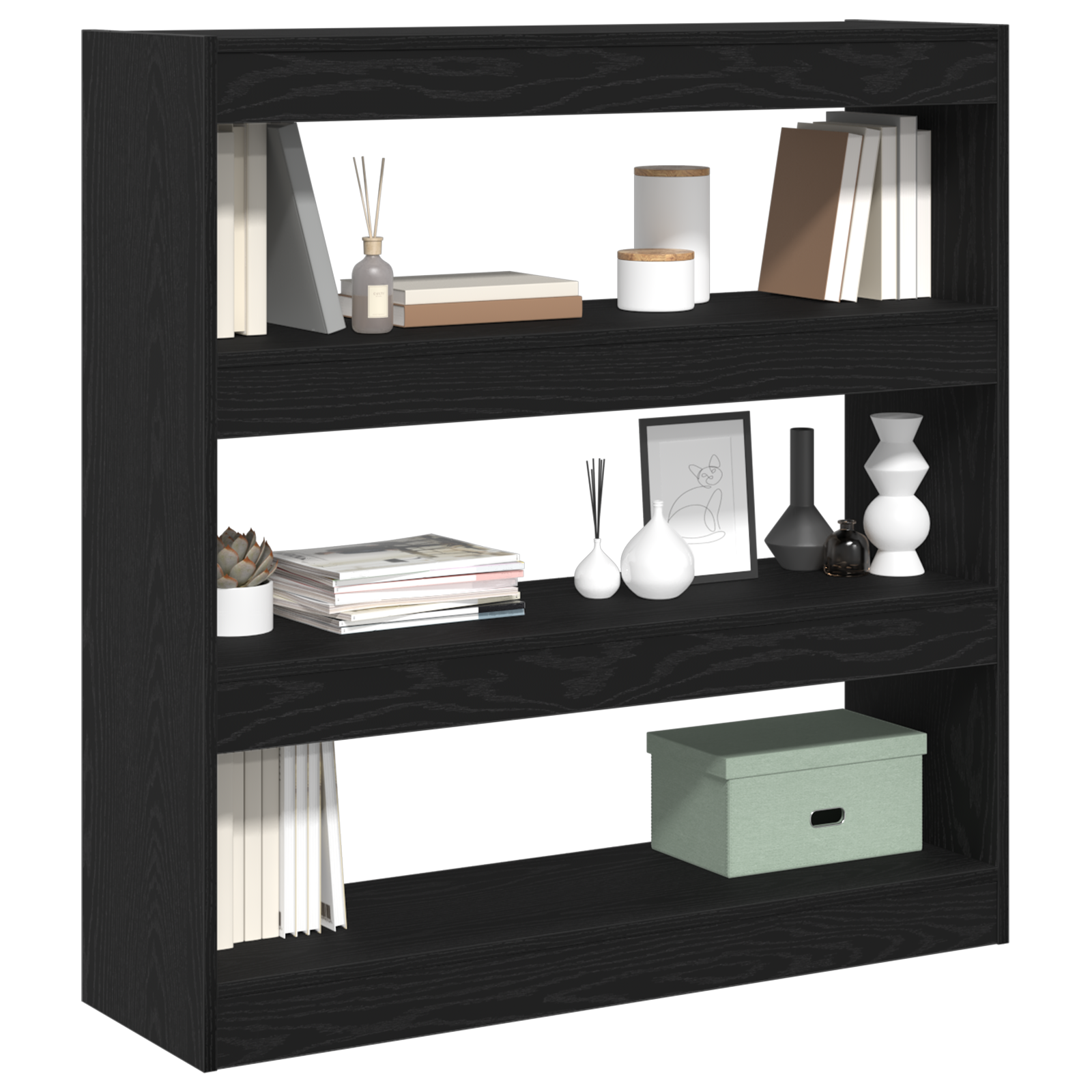 vidaXL Boekenkast/kamerverdeler 100x30x103cm bewerkt hout zwart eiken