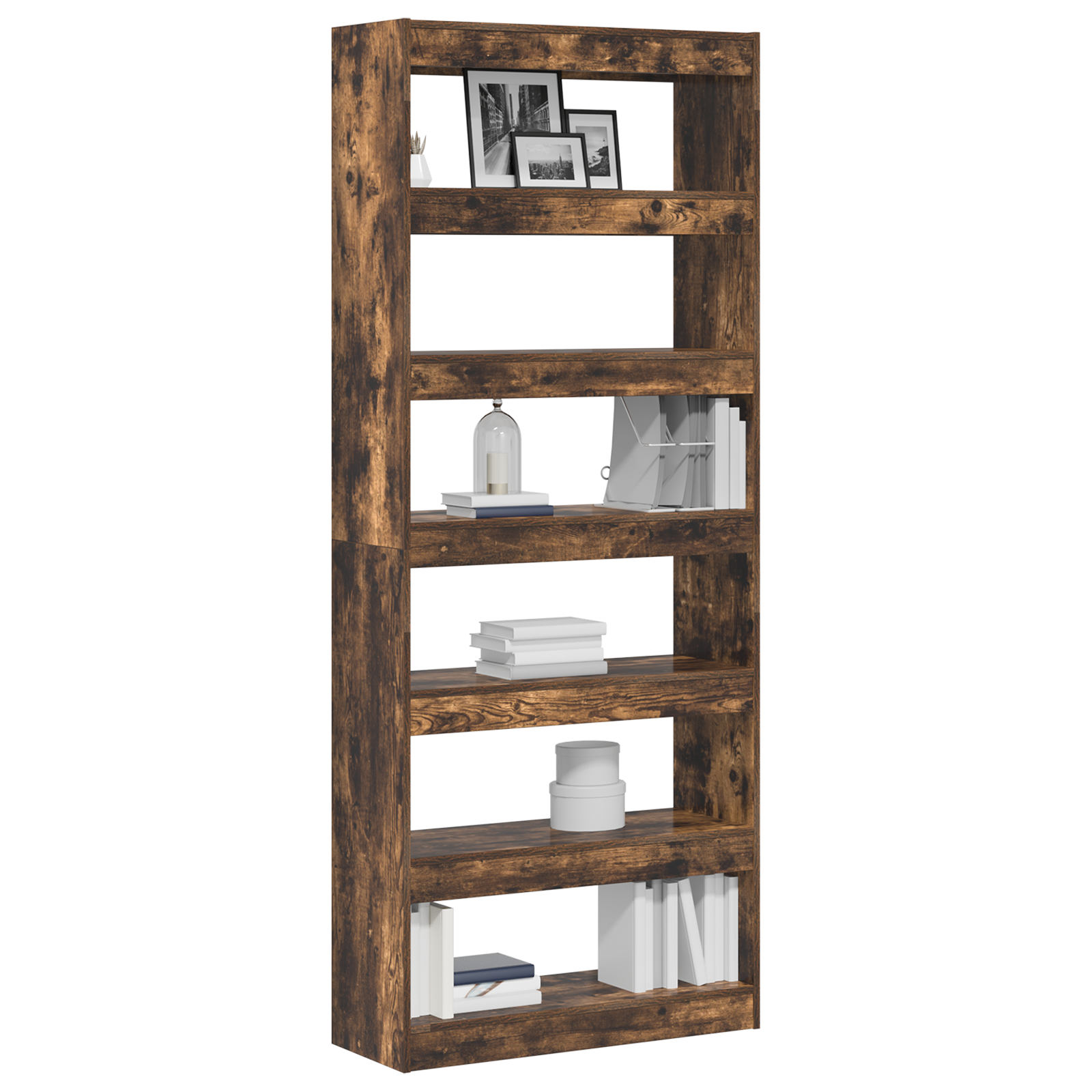 vidaXL Boekenkast/Muurscheiding van Gerookt Eiken 80x30x198 cm