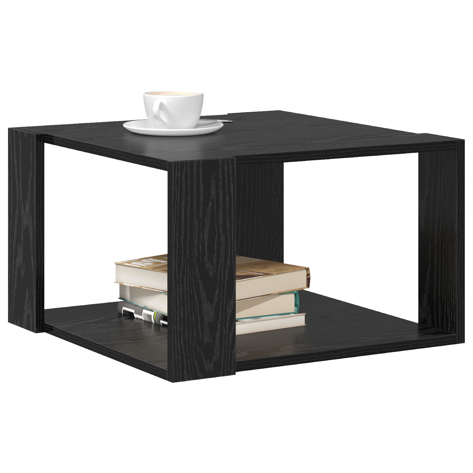 vidaXL Salontafel Zwart Eiken 51,5x51,5x30 cm