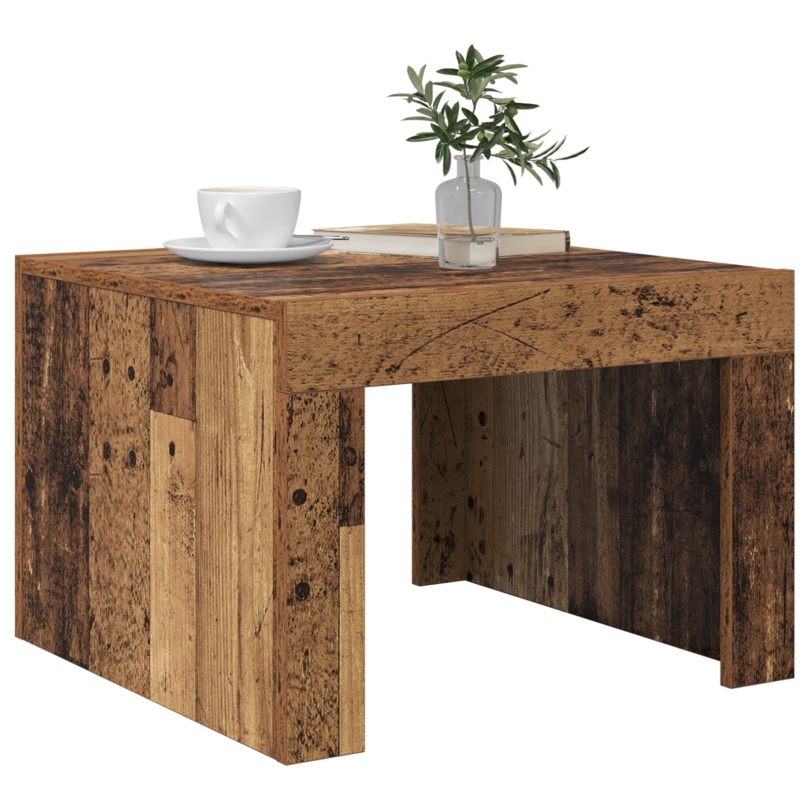 vidaXL Salontafel Oud hout 50 x 50 x 35 cm Bewerkt hout