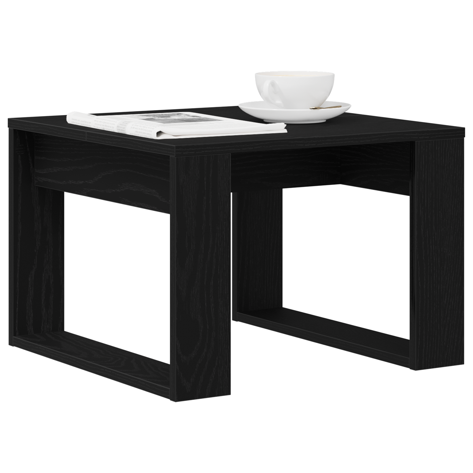 vidaXL Zwarte Eiken Zijtafel - 50x50x35 cm, Gemaakt van Engineered Wood