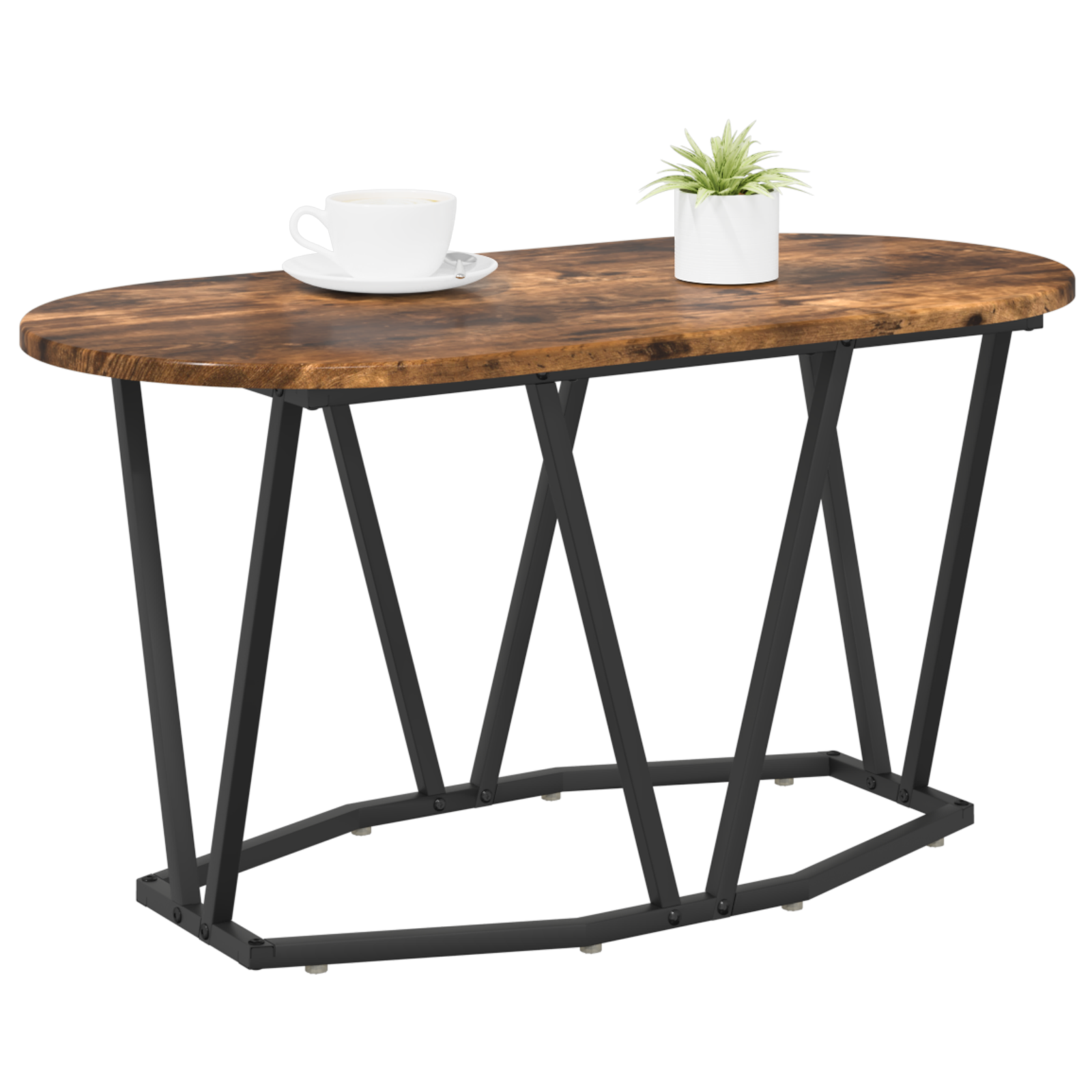 vidaXL Salontafel in Gerookt Eiken - 80x40x40.5 cm, van Samengesteld Hout en Metaal