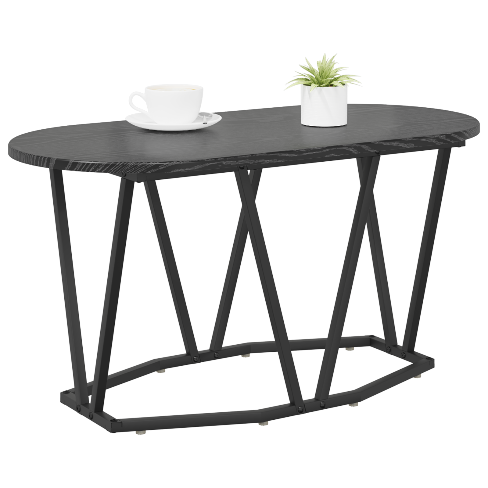 vidaXL Zwarte Eikenhouten Salontafel 80x40x40,5 cm - Hout & Metaal