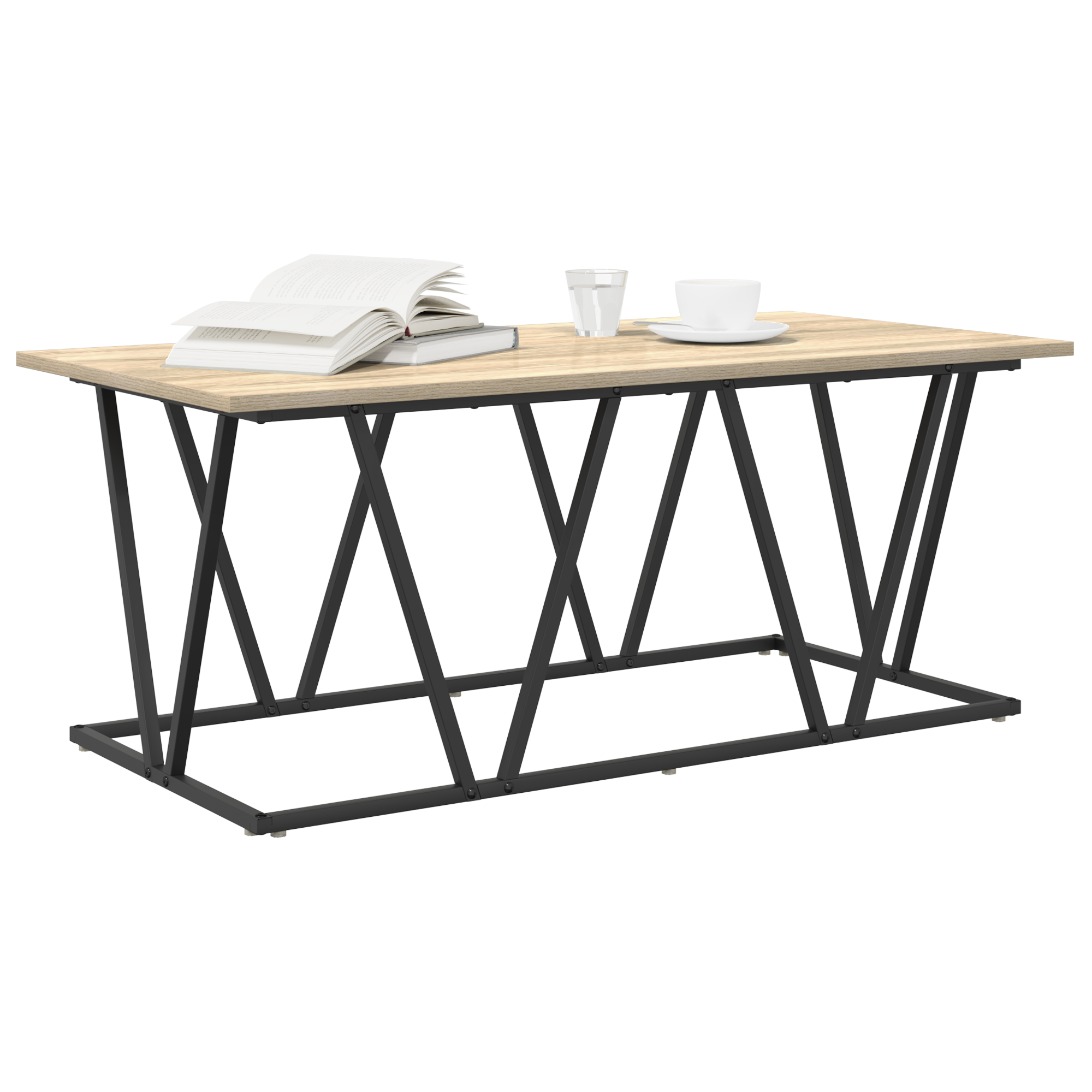 vidaXL Salontafel Sonoma Eik 100x50x40 cm - Van Geengineerd Hout en Metaal