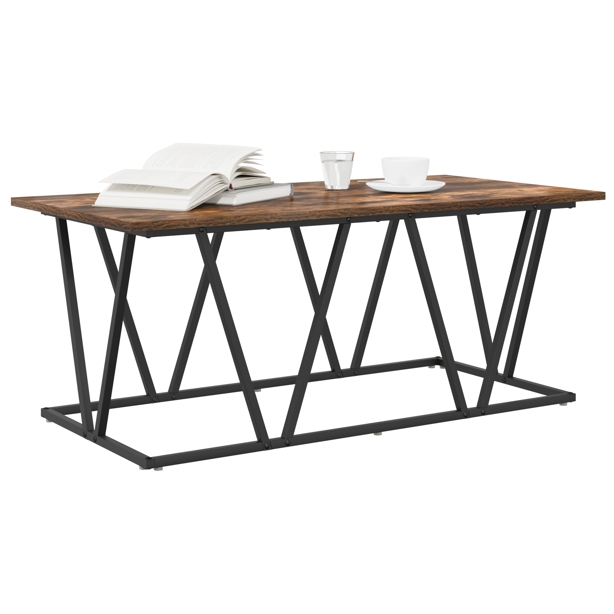 vidaXL Salontafel - Rookeik - 100x50x40 cm - Hout en Metaal