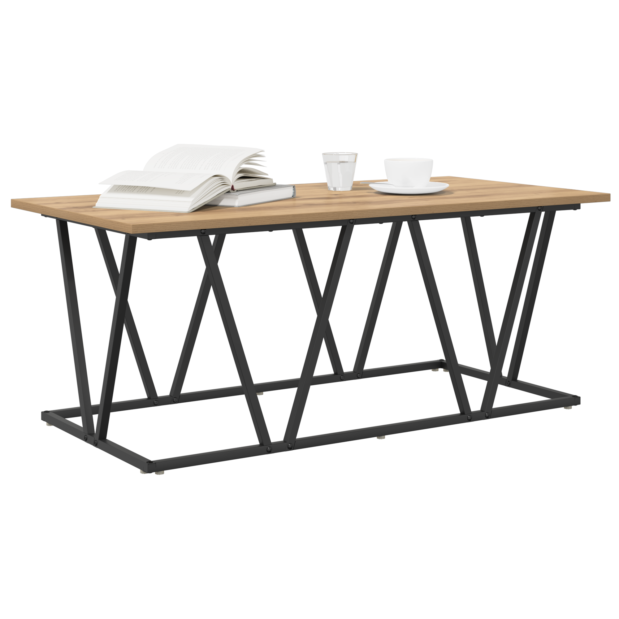 vidaXL Koffietafel Artisan Eiken 100x50x40 cm Van Geengineerd Hout en Metaal