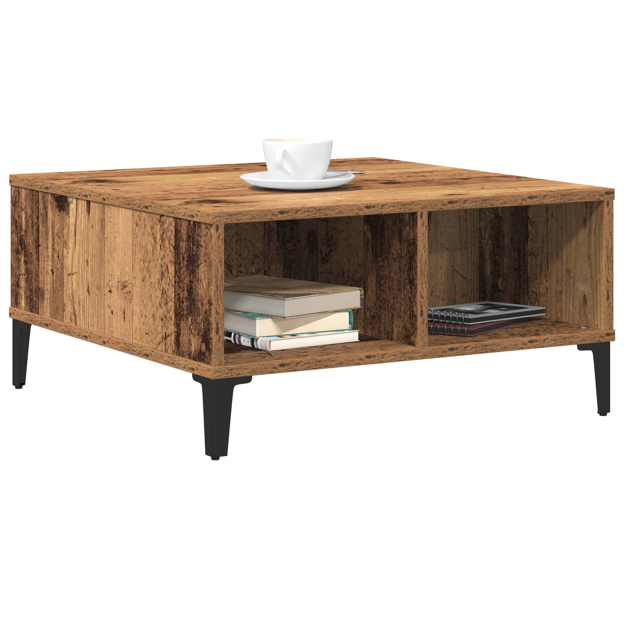 vidaXL Salontafel 60x60x30 cm bewerkt hout oud houtkleurig
