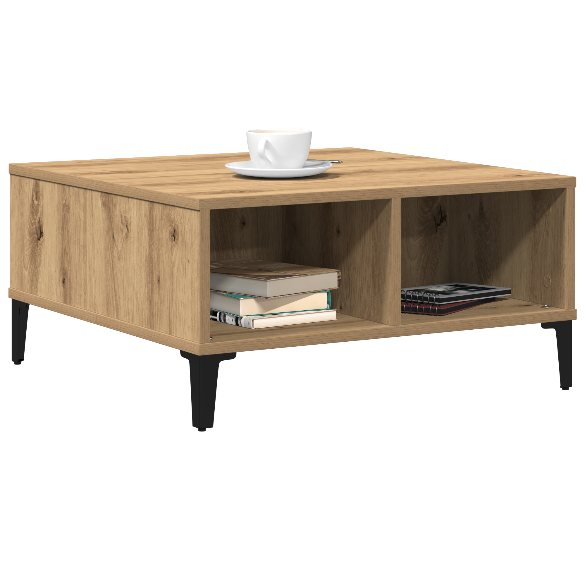 vidaXL Salontafel 60x60x30 cm bewerkt hout artisanaal eiken