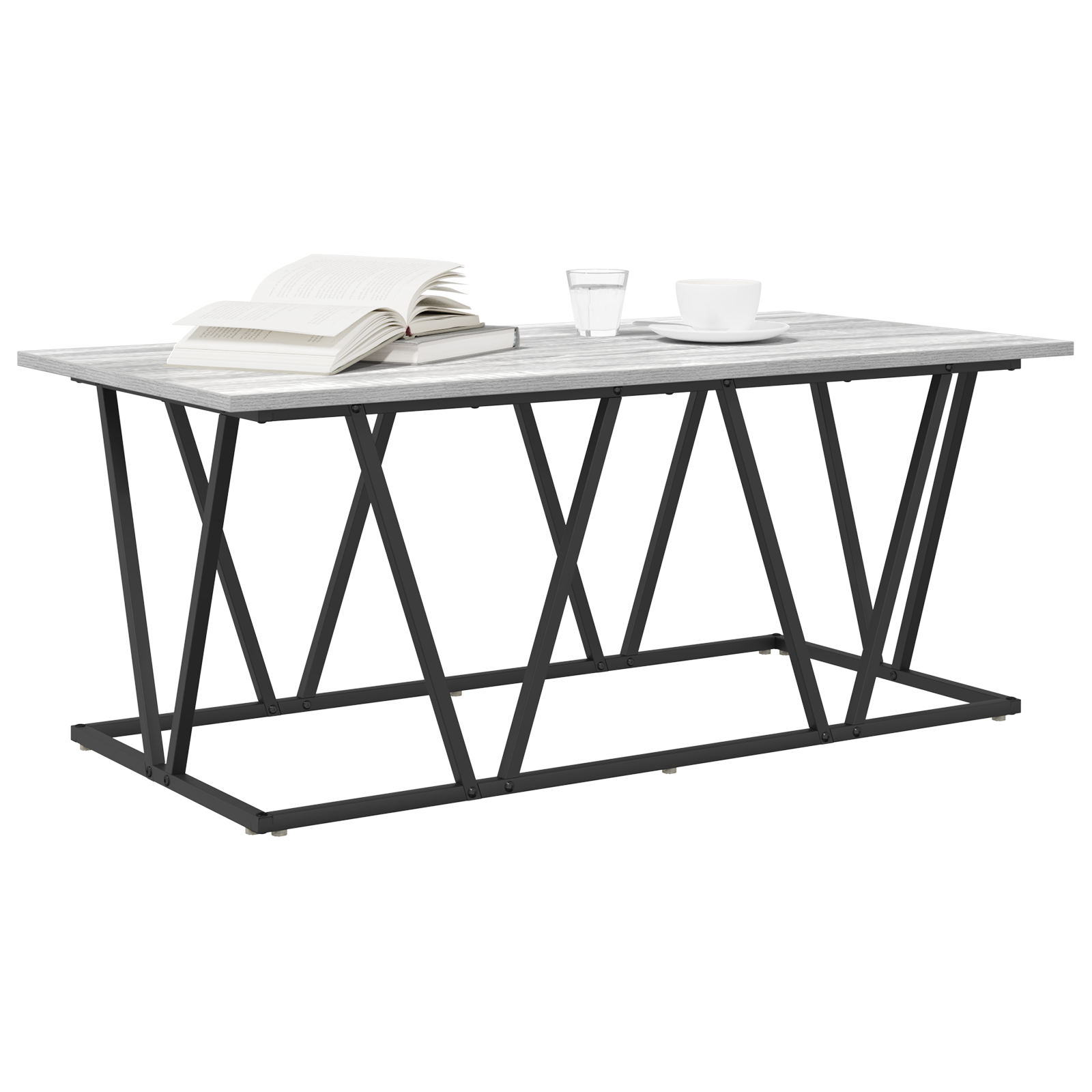 vidaXL Grijze Sonoma Salontafel 100x50x40 cm - Gemaakt van gefabriceerd hout en metaal