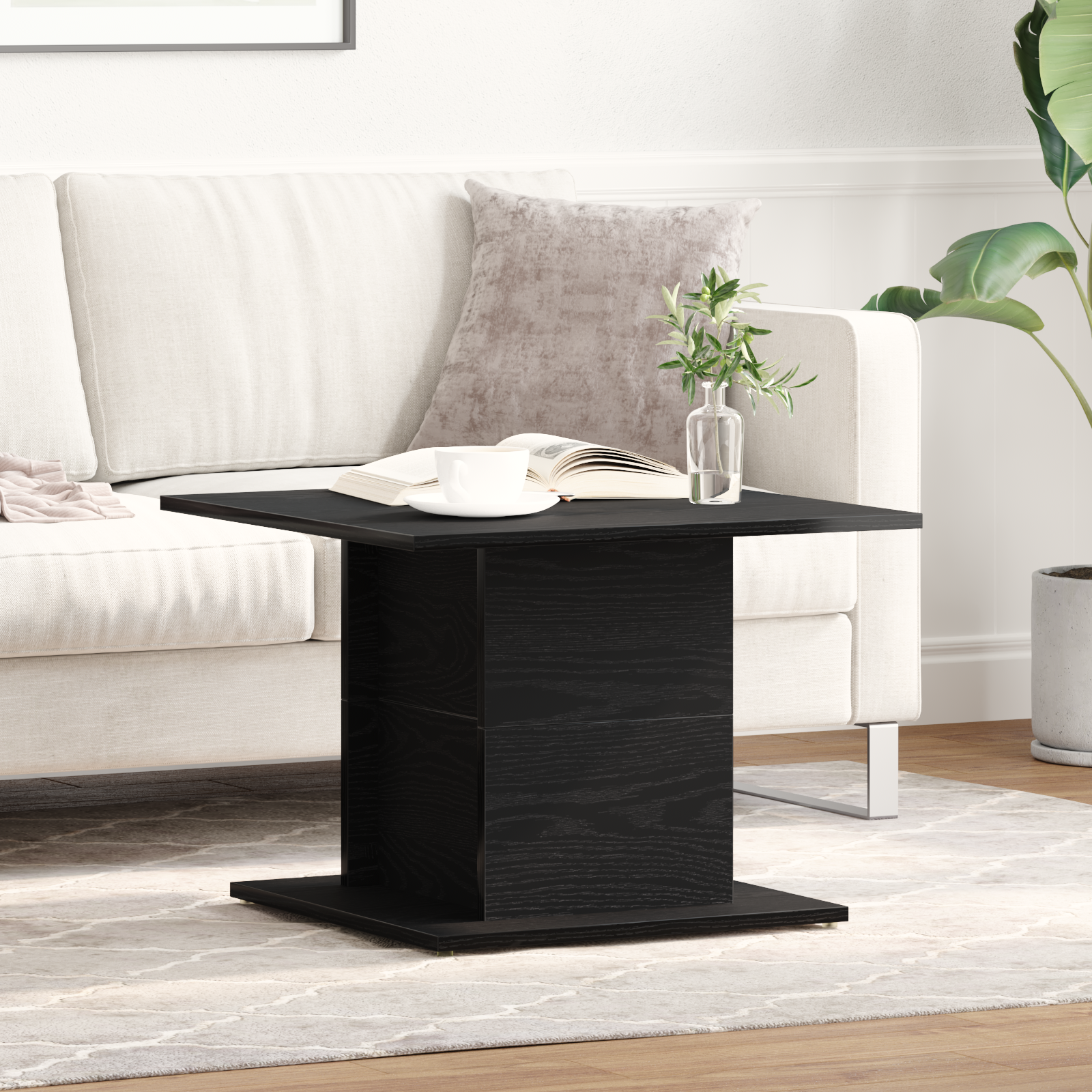 vidaXL Salontafel 55,5x55,5x40 cm bewerkt hout zwart eikenkleurig