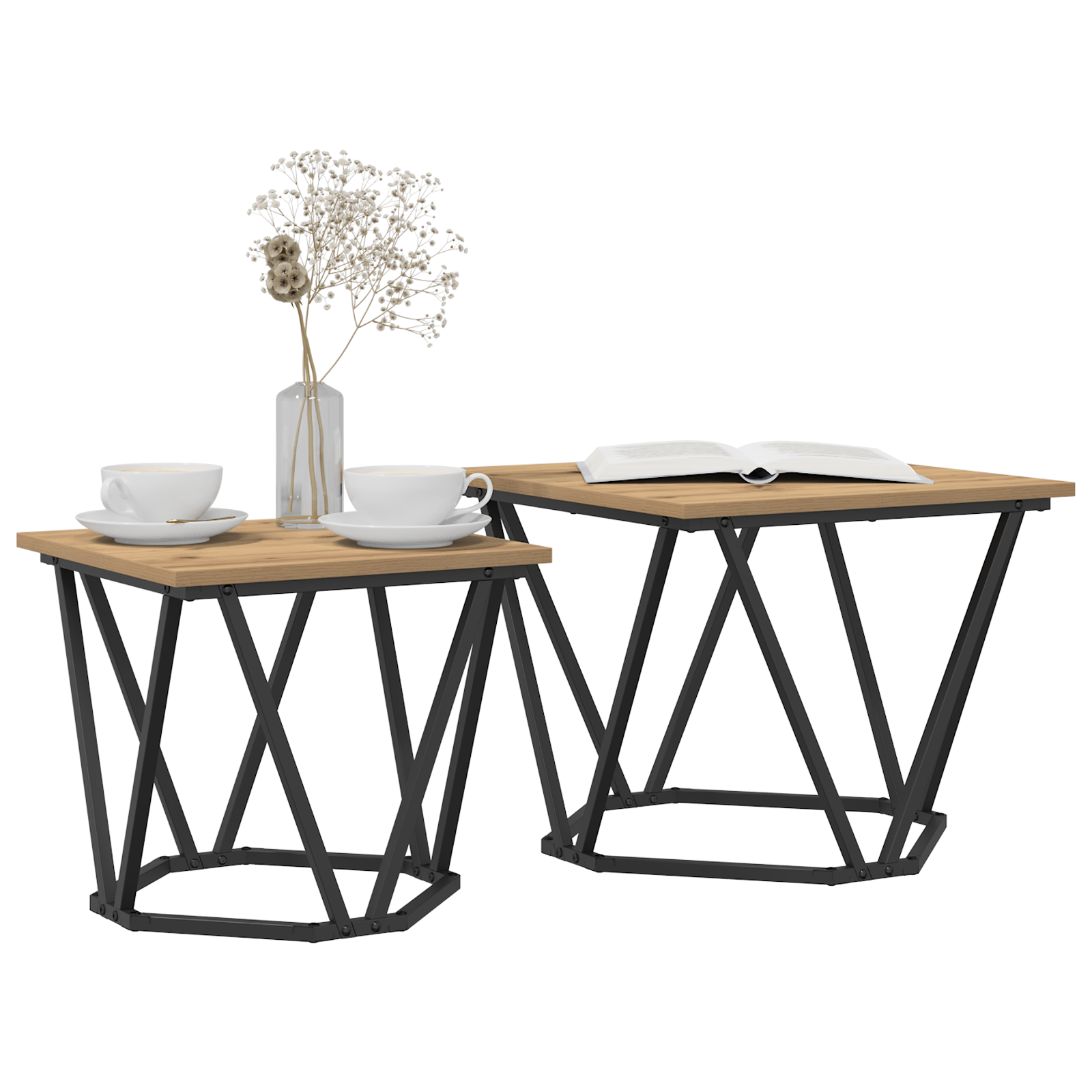 vidaXL Bijzettafels 2 stuks Artisan Eiken Geengineerd Hout