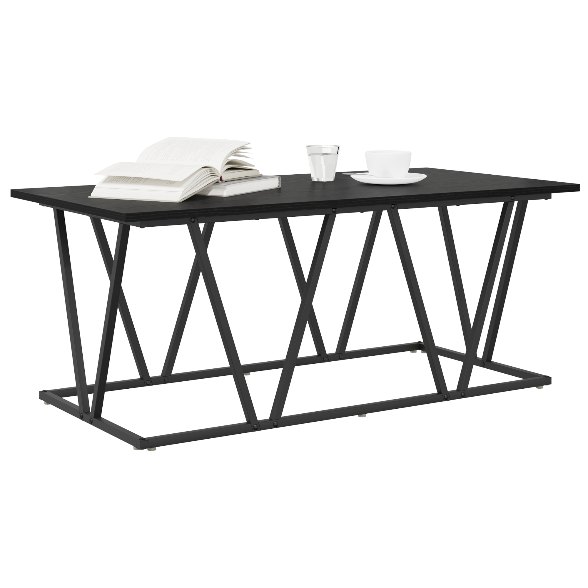 vidaXL Salontafel Zwart Eiken - 100x50x40 cm - Gemaakt van Duurzaam Hout en Metaal