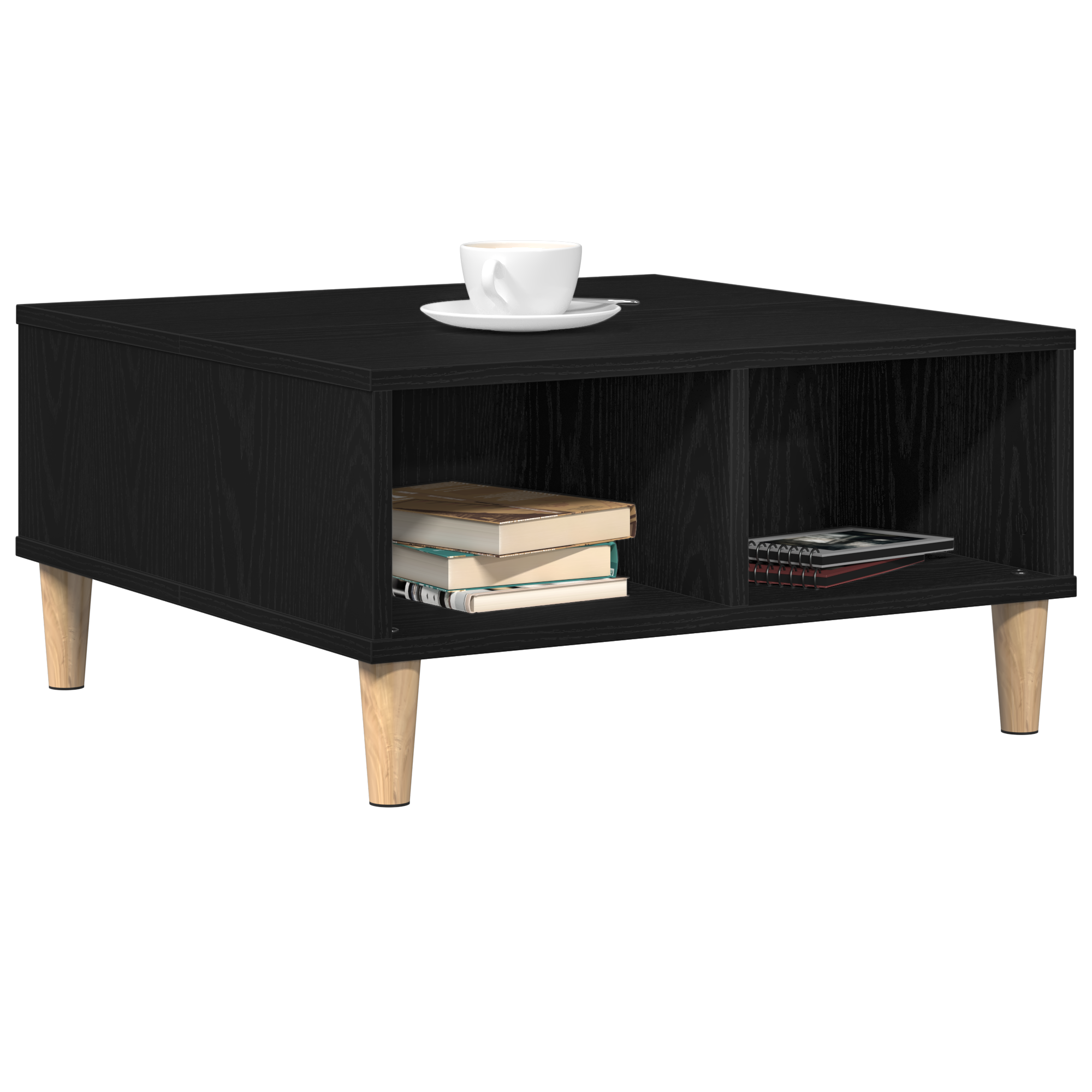 vidaXL Salontafel Zwart Eiken 60x60x30 cm Gemaakt van Geengineerd Hout