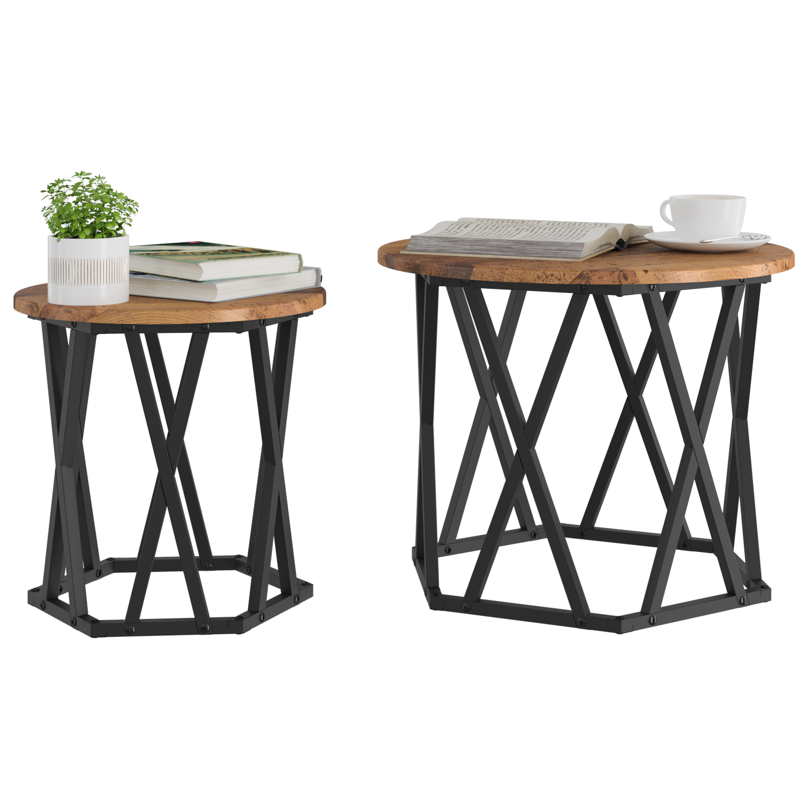 vidaXL Nesting Salontafels (Set van 2) - Rustieke Houtlook van Geëngineerd Hout
