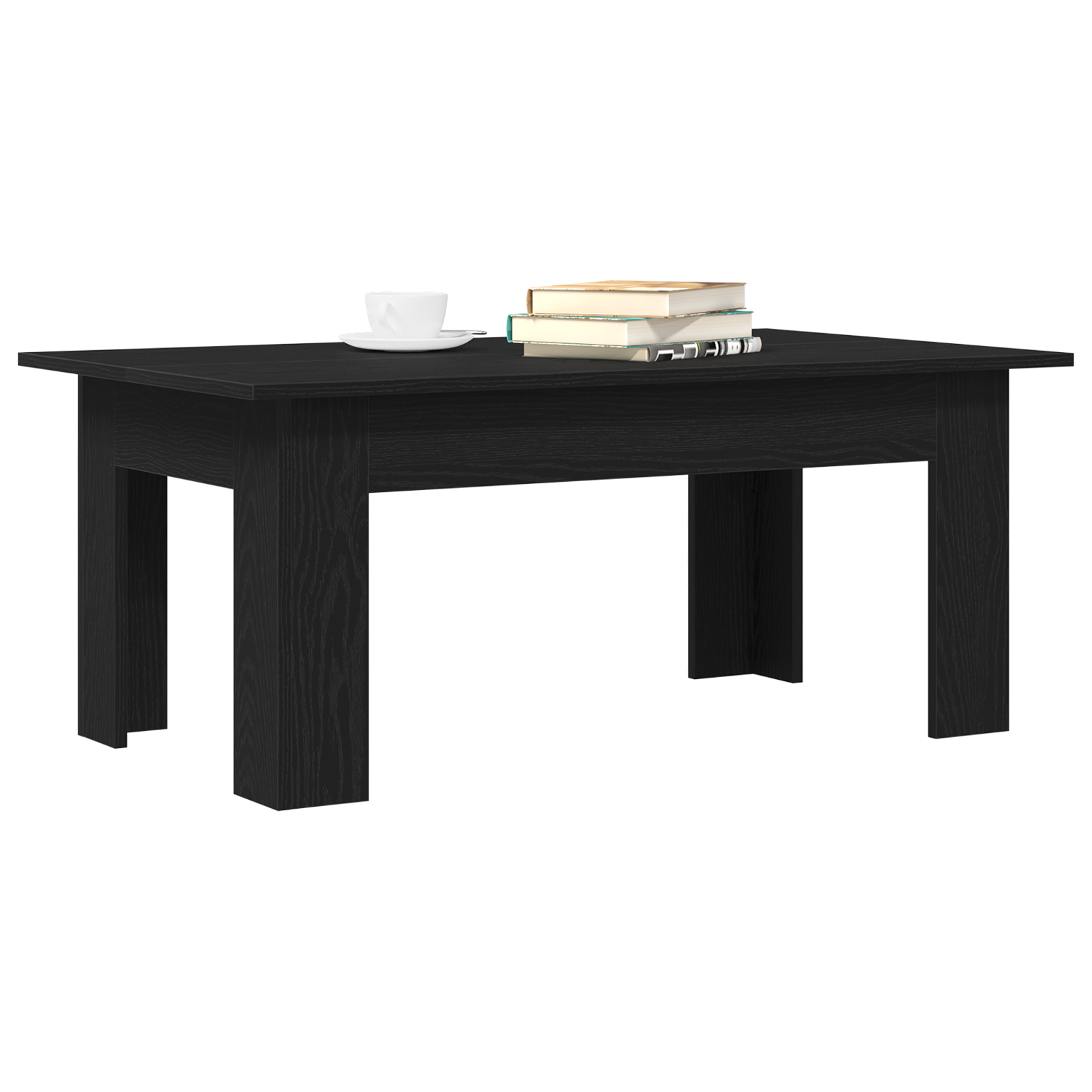 vidaXL Zwarte Eiken Houten Koffietafel, 100 x 60 x 42 cm, van engineered wood