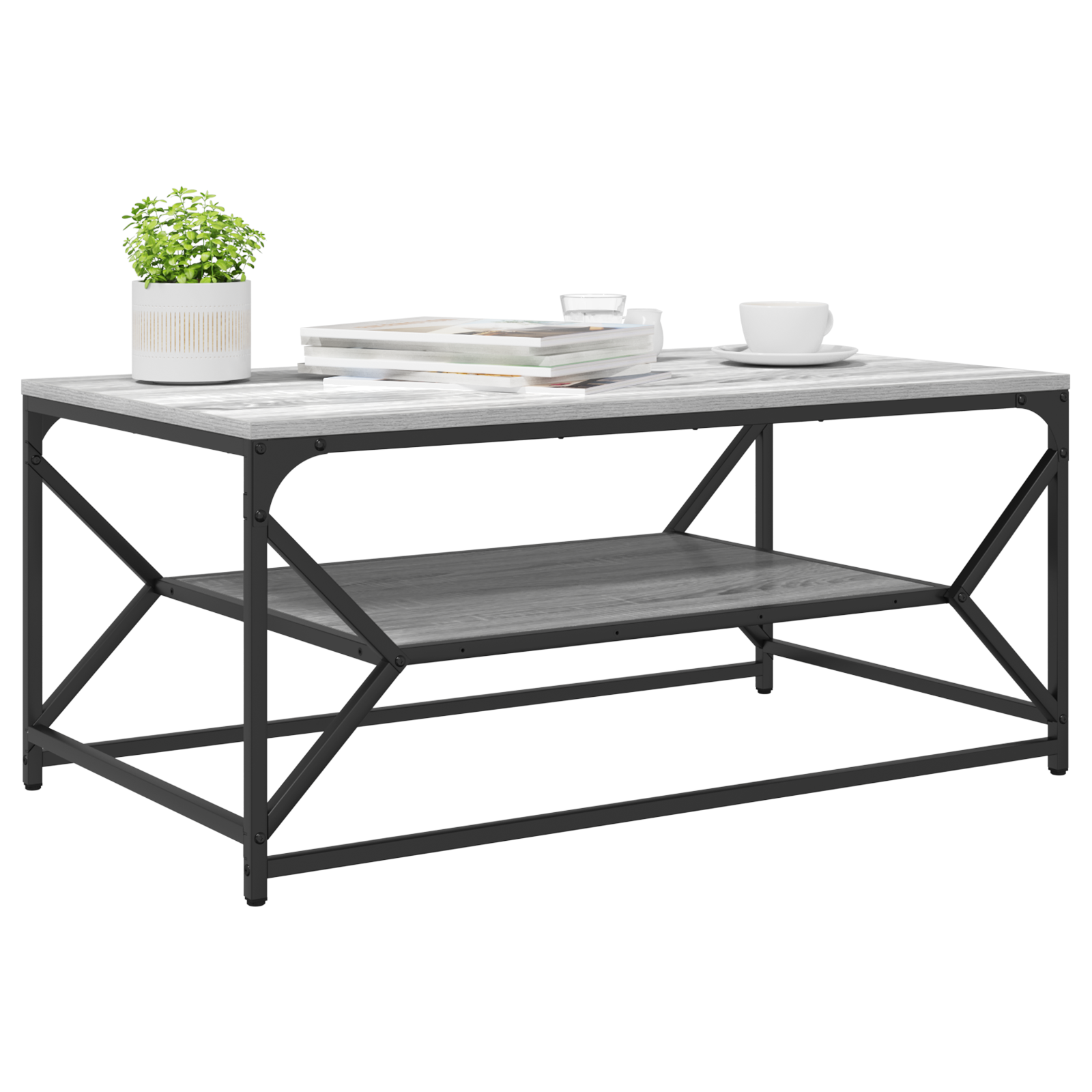 vidaXL Salontafel met Plank Grijs Sonoma 90x50x40 cm van Gevoerd Hout