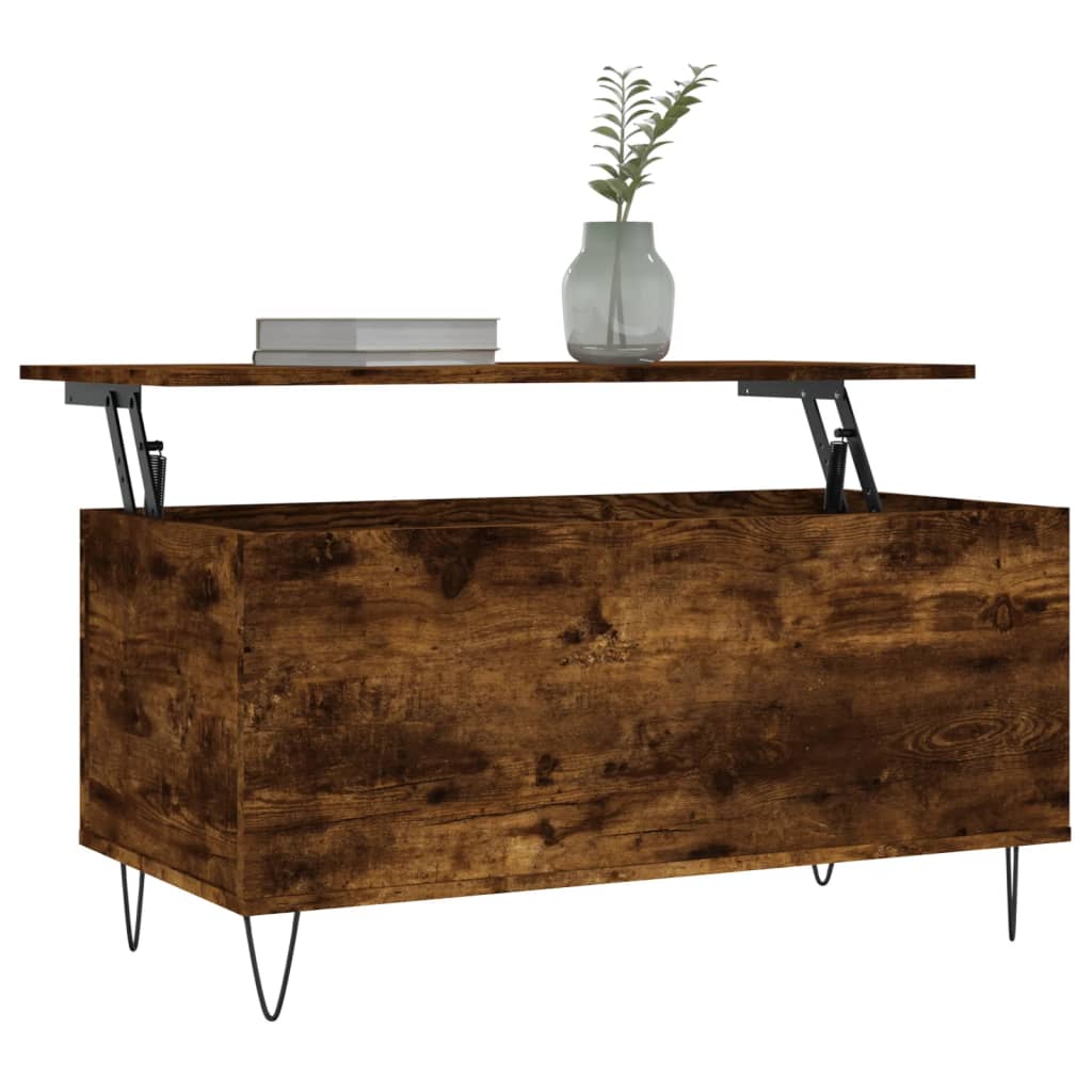 vidaXL Salontafel 90x44,5x45 cm bewerkt hout gerookt eikenkleurig