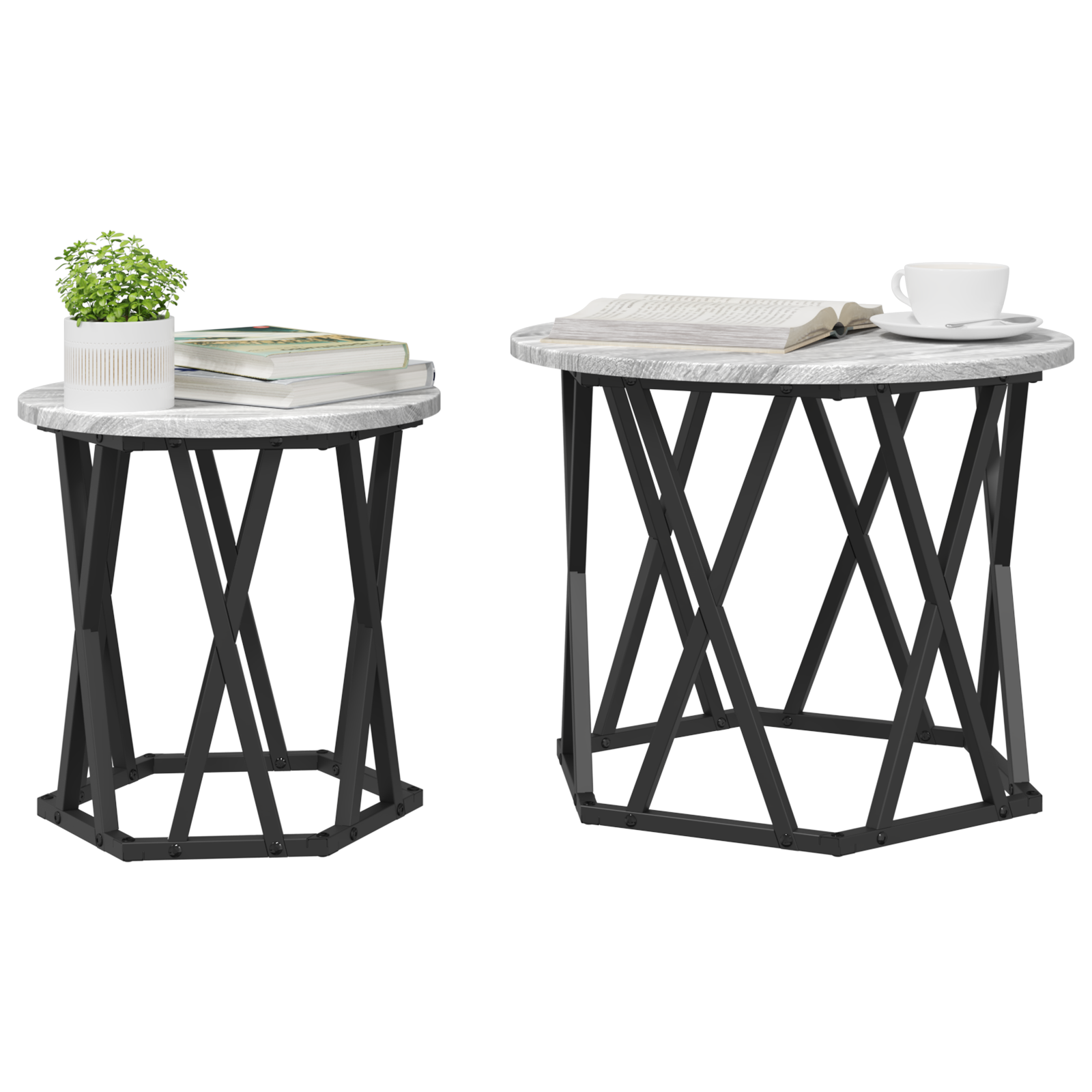 vidaXL Nesting Salontafels 2 stuks Grijs Sonoma Geengineerd Hout