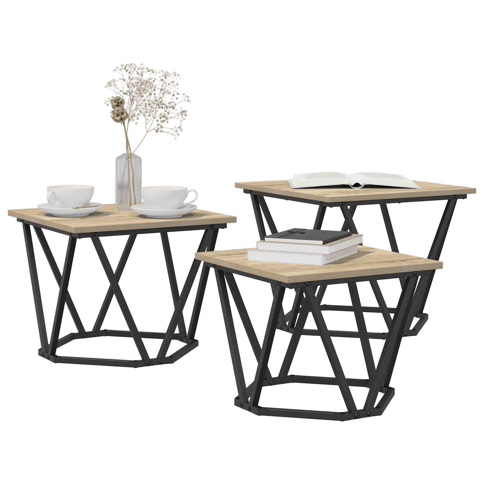 vidaXL Bijzettafels 3 st bewerkt hout sonoma eikenkleurig