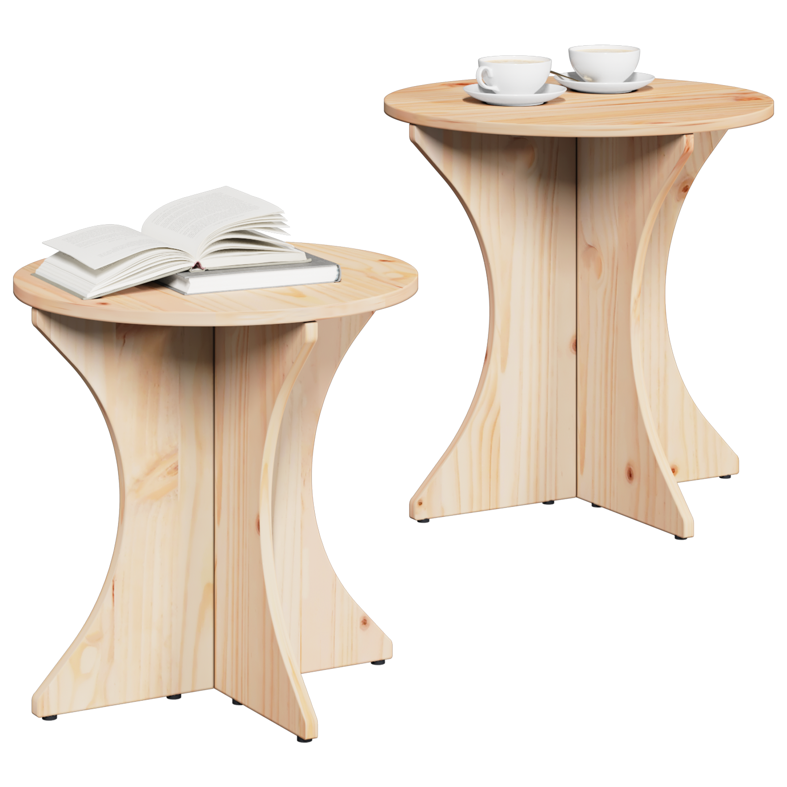 vidaXL Salontafel 2 pcs Natuurlijk 46 x 46 x 47 cm Massief grenenhout