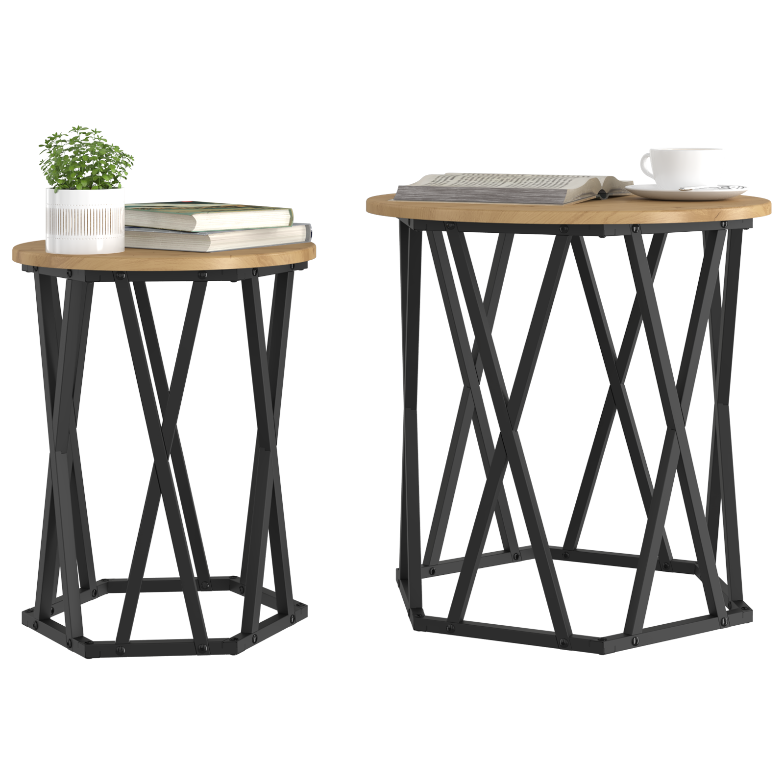 vidaXL Bijzettafels 2 stuks Artisan Eiken Geperst Hout