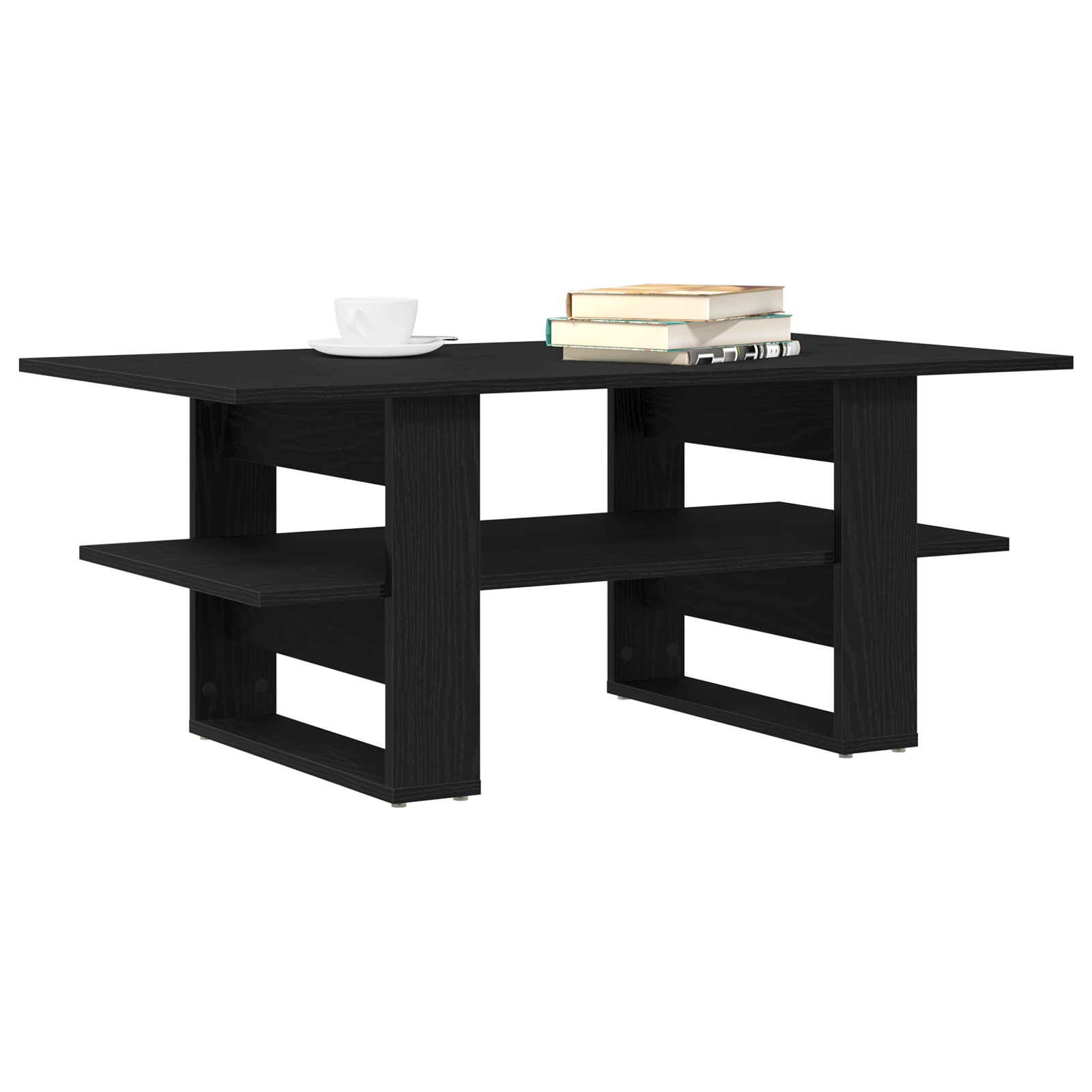 vidaXL Salontafel 102x55x42 cm bewerkt hout zwart eikenkleurig