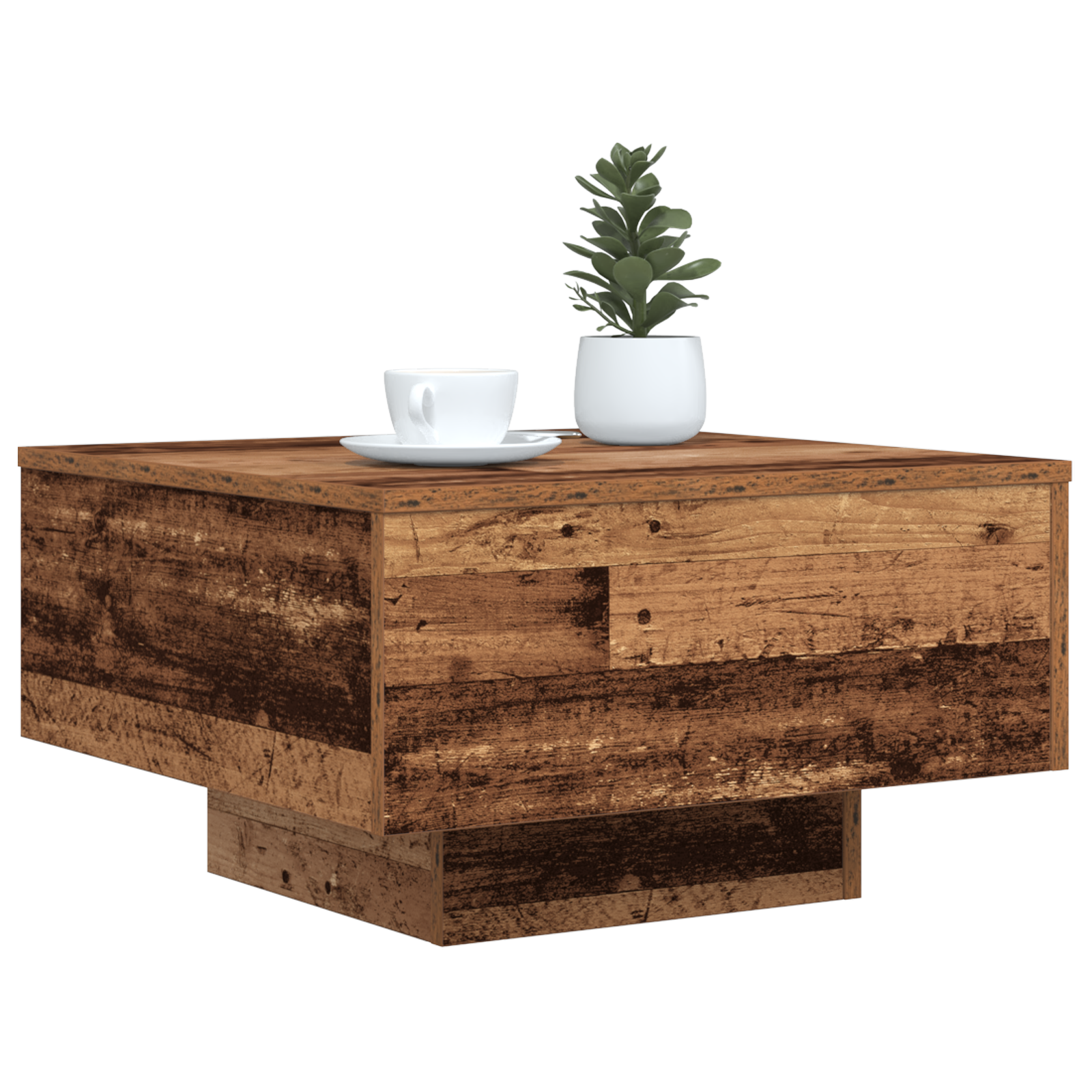 vidaXL Salontafel met LED-verlichting 55x55x31 cm oud houtkleurig