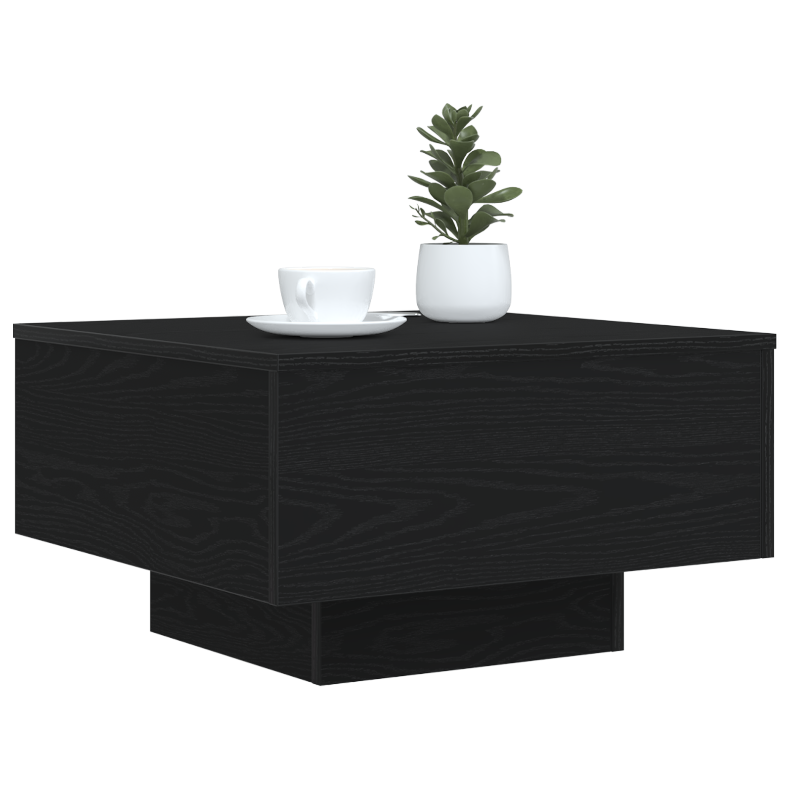 vidaXL Salontafel met LED-verlichting 55x55x31 cm zwart eikenkleurig