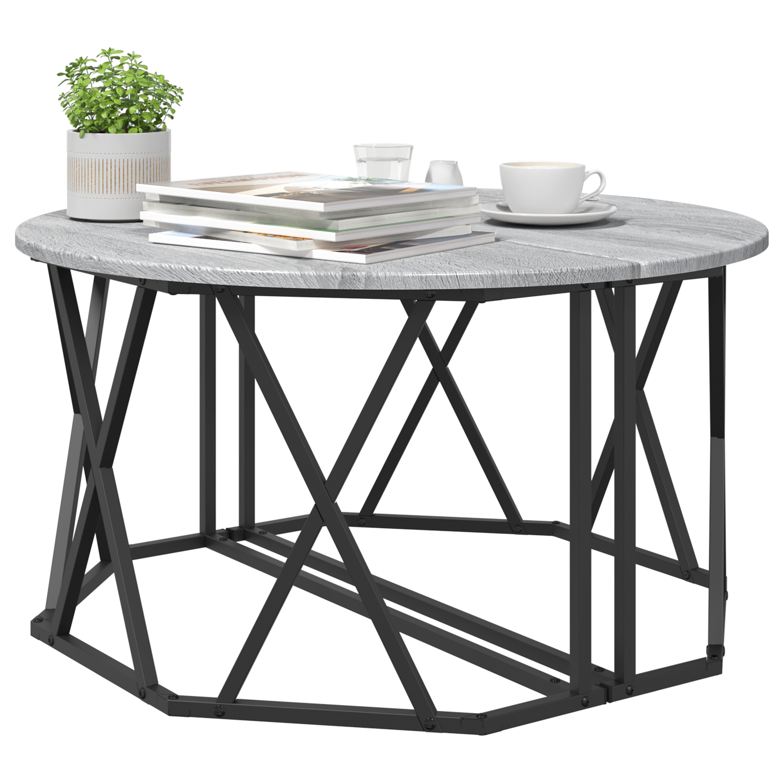 vidaXL Grijze Sonoma Salontafel 80x80x42 cm Van Engineered Wood