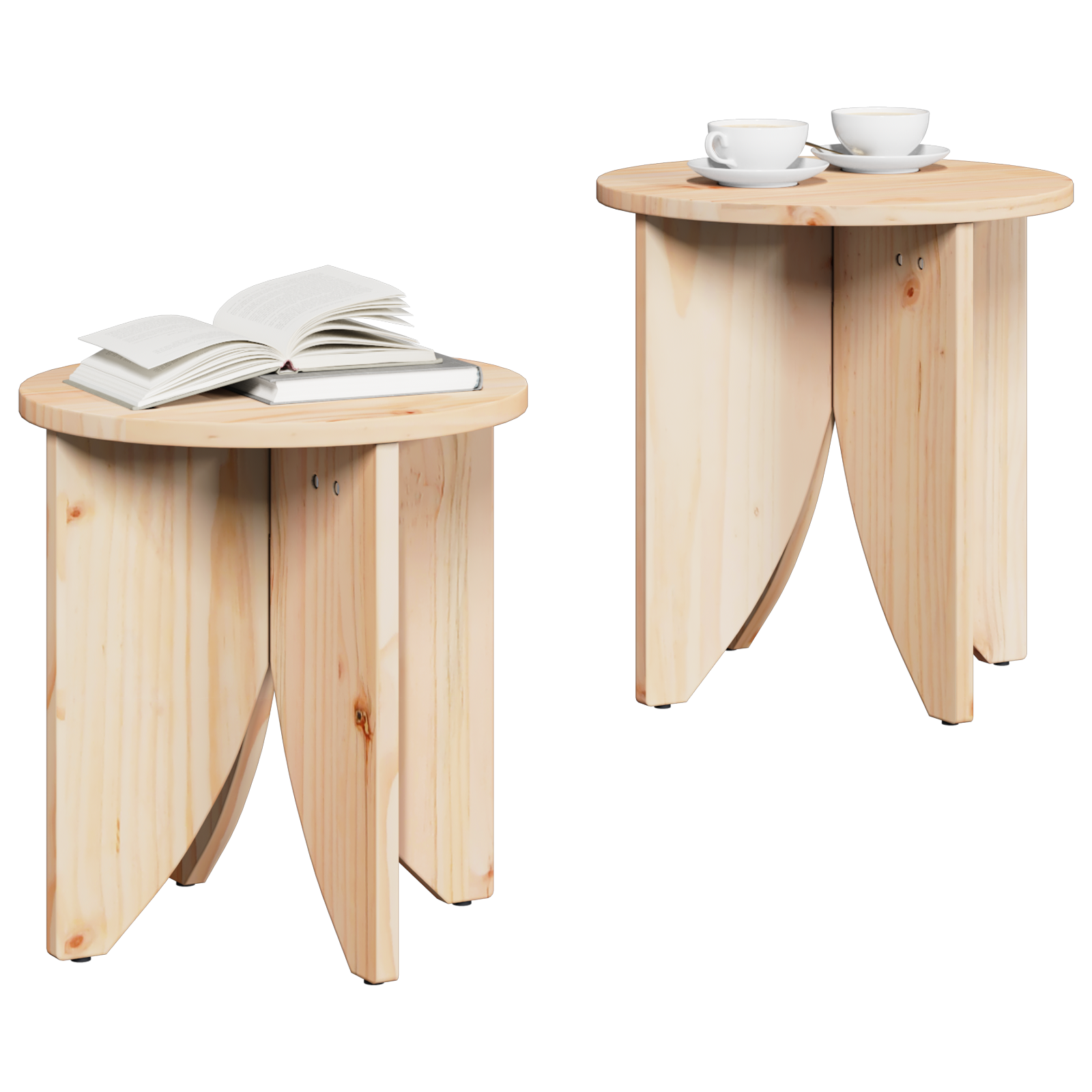 vidaXL Salontafel 2 pcs Natuurlijk 41.5 x 41.5 x 44 cm