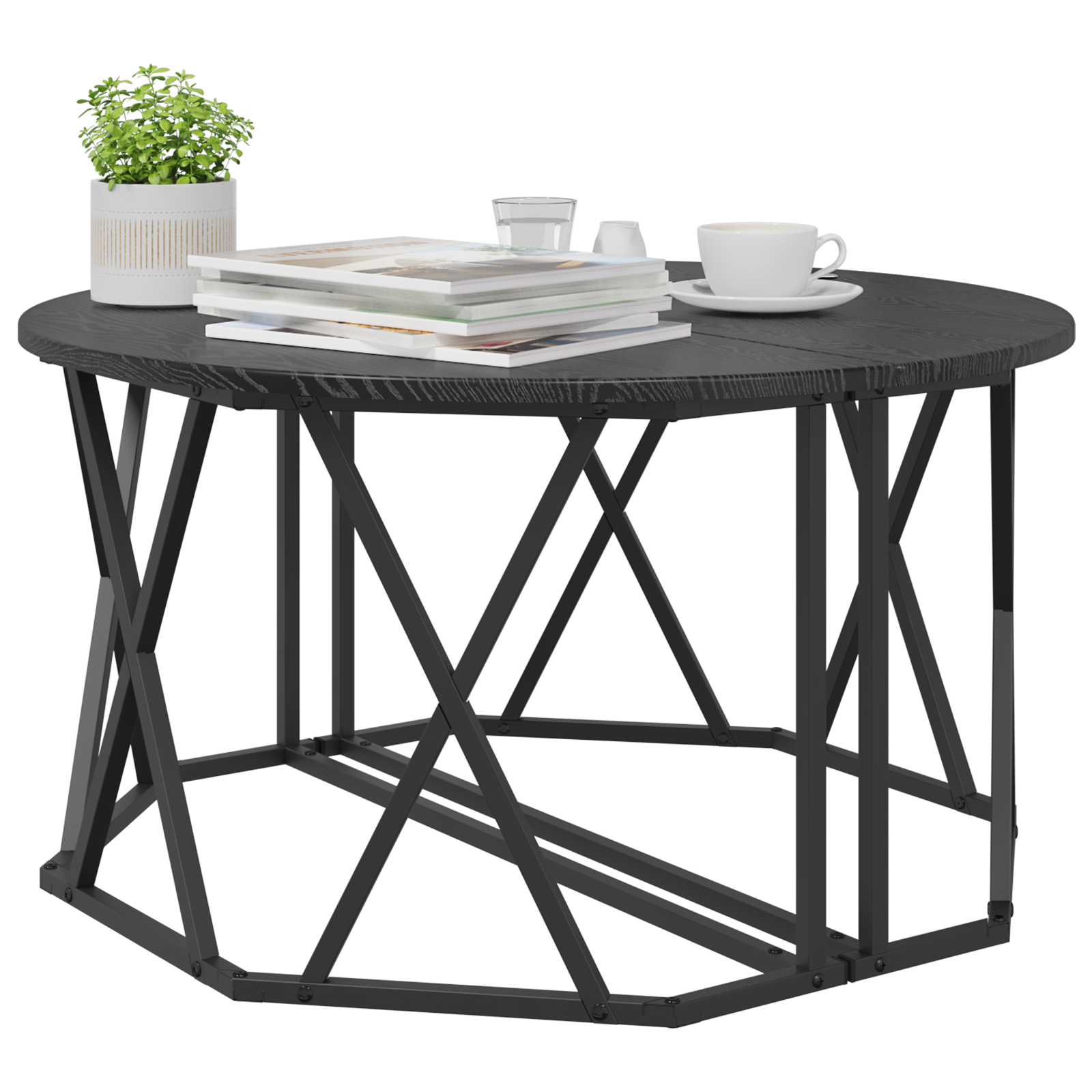 vidaXL Zwarte Eikenhouten Salontafel 80x80x42 cm van Gelaagd Hout