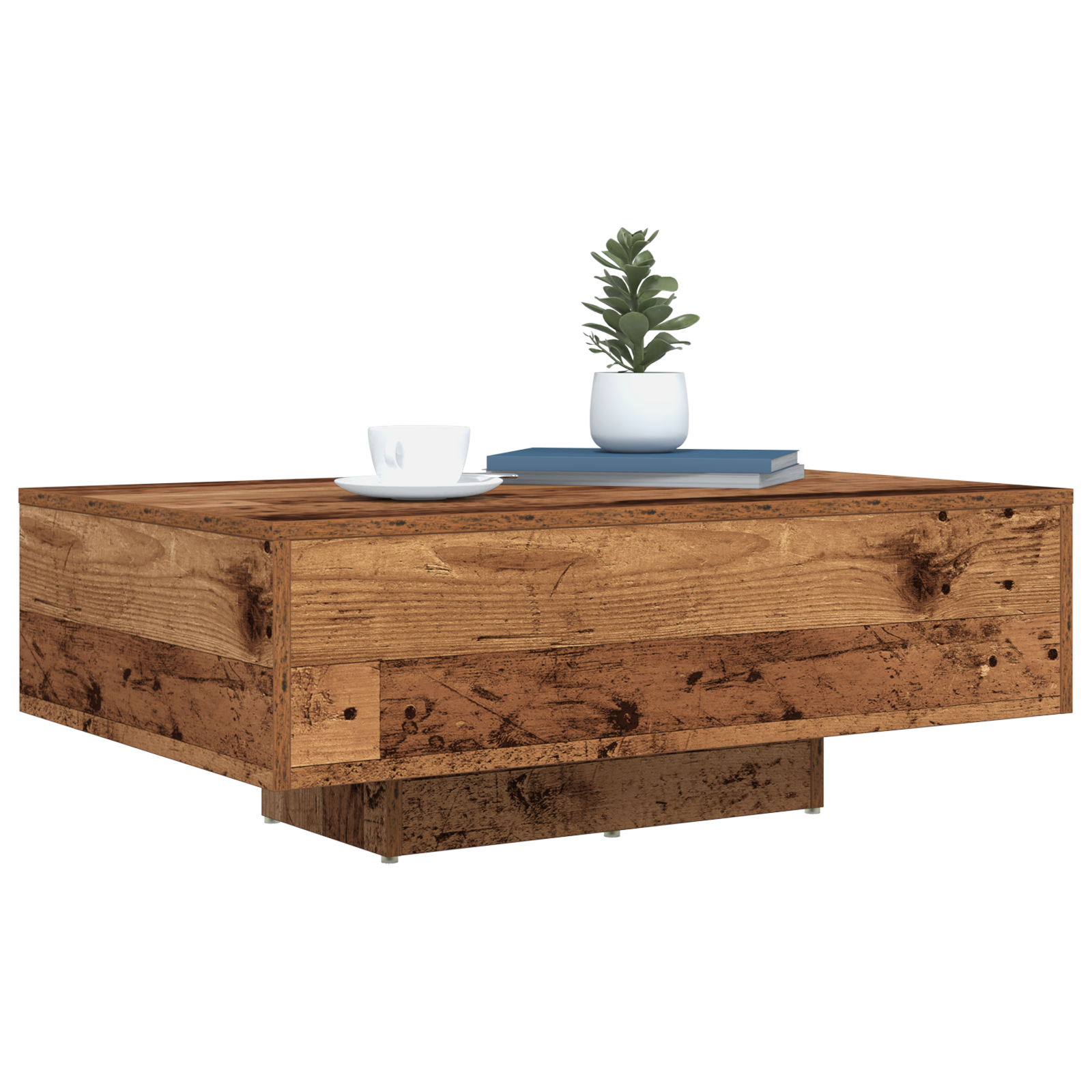 vidaXL Salontafel met LED-verlichting 85x55x31 cm oud houtkleurig