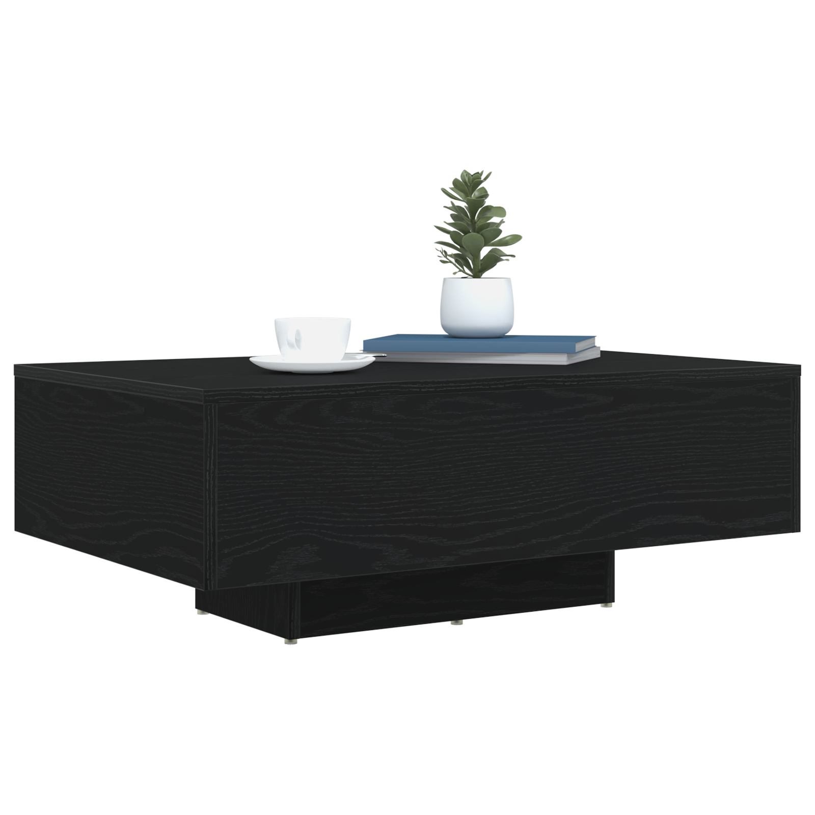 vidaXL Salontafel met LED-verlichting 85x55x31 cm zwart eikenkleurig