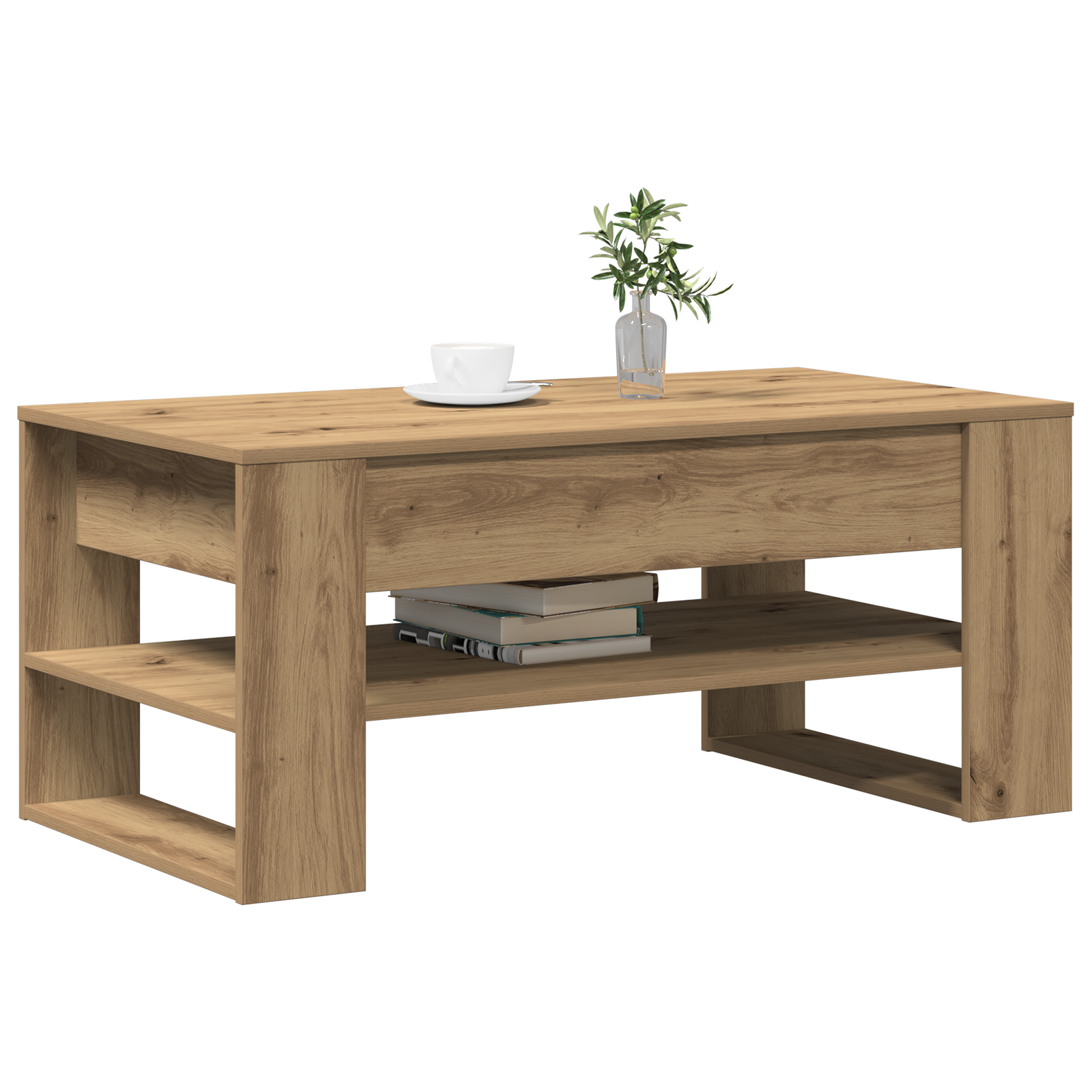 vidaXL Salontafel 102x55x45 cm bewerkt hout artisanaal eiken