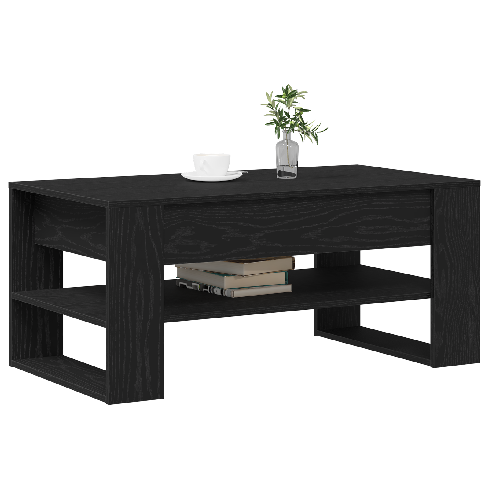 vidaXL Salontafel Zwart Eiken 102x55x45 cm Bewerkt Hout