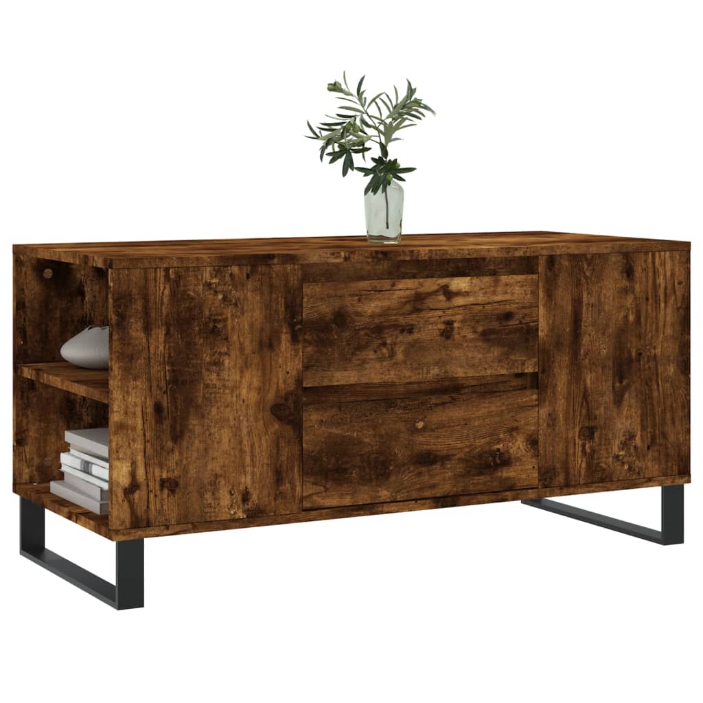 vidaXL Salontafel 102x44,5x50 cm bewerkt hout gerookt eikenkleurig