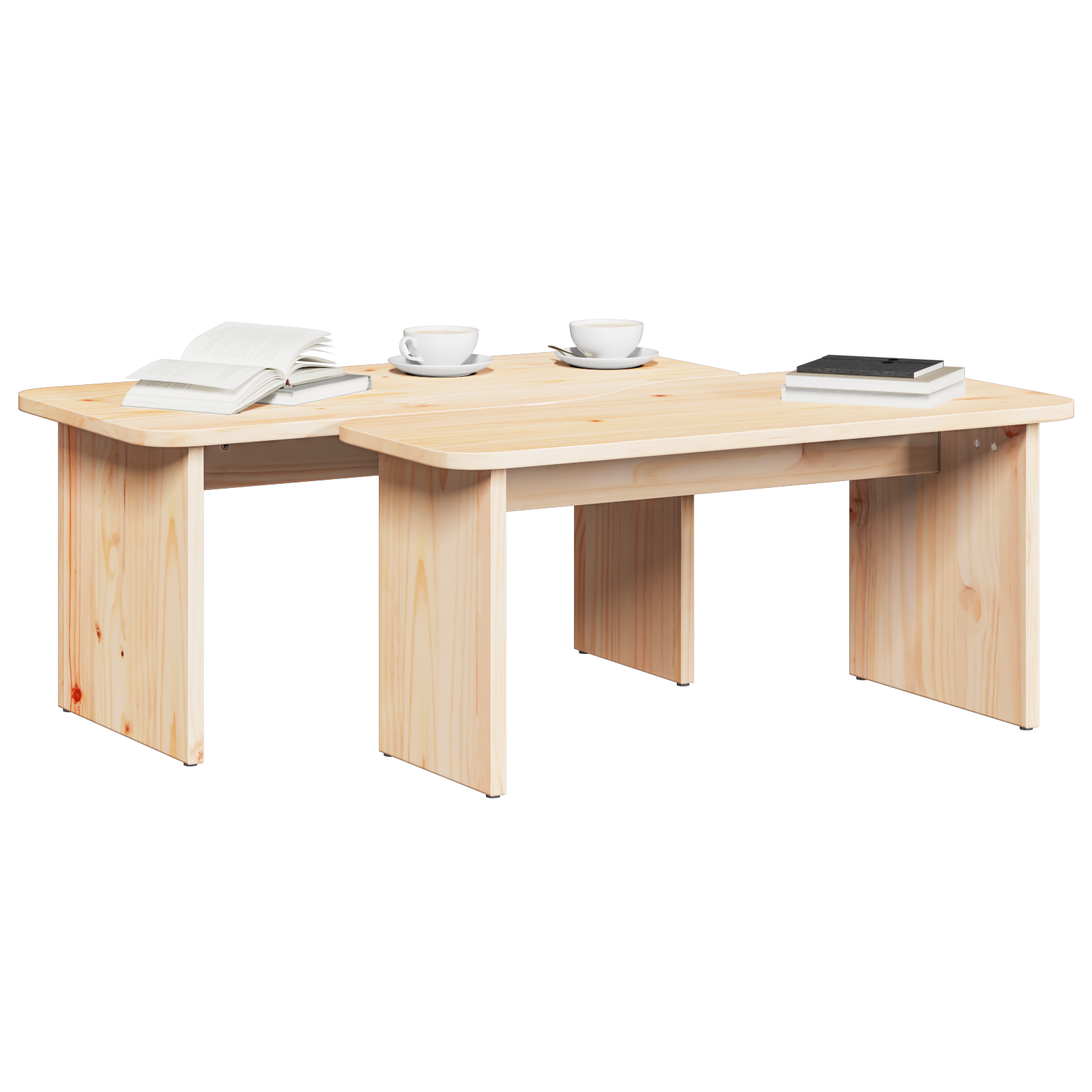 vidaXL Salontafel 2 pcs Natuurlijk 100 x 69 x 35.5 cm