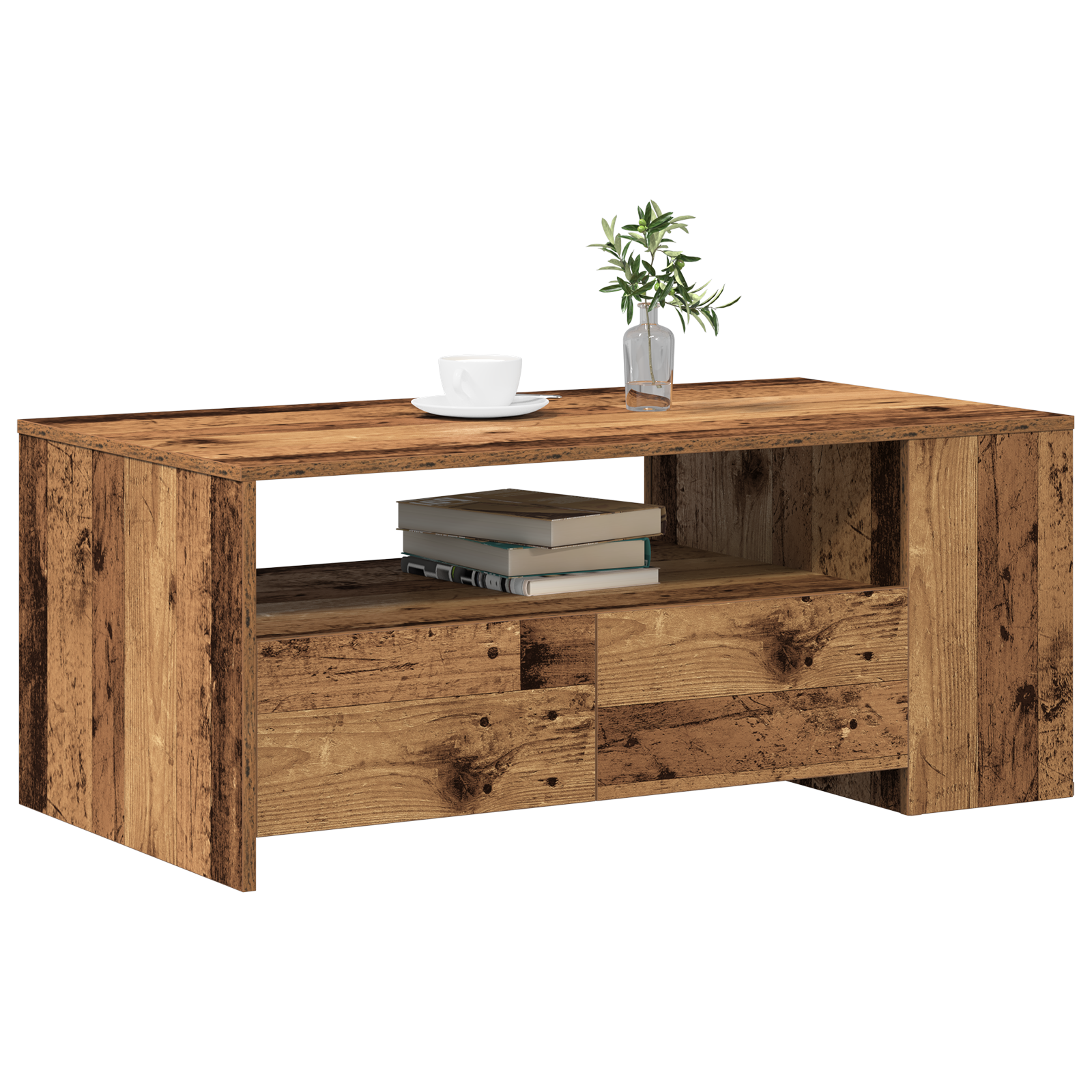 vidaXL Salontafel 102x55x43,5 cm bewerkt hout oud houtkleurig