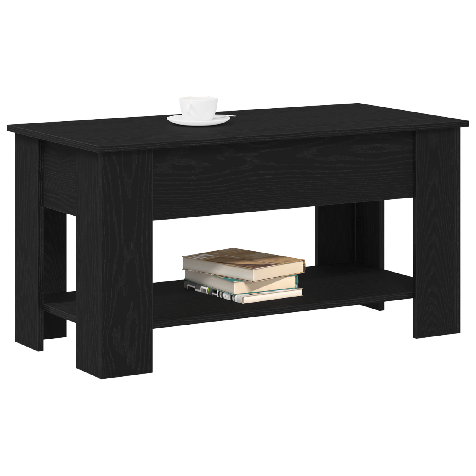 vidaXL Zwarte Eikenhouten Salontafel - 101x49x52 cm Gemaakt van Geënginieerd Hout