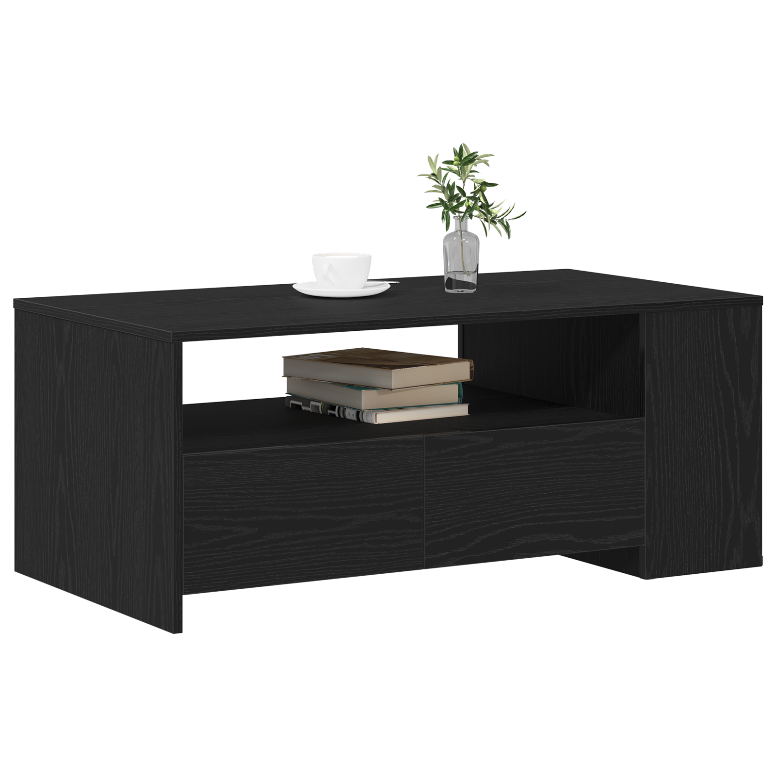 vidaXL Zwarte Eikenhouten Salontafel 102x55x43.5 cm Gemaakt van Engineered Wood
