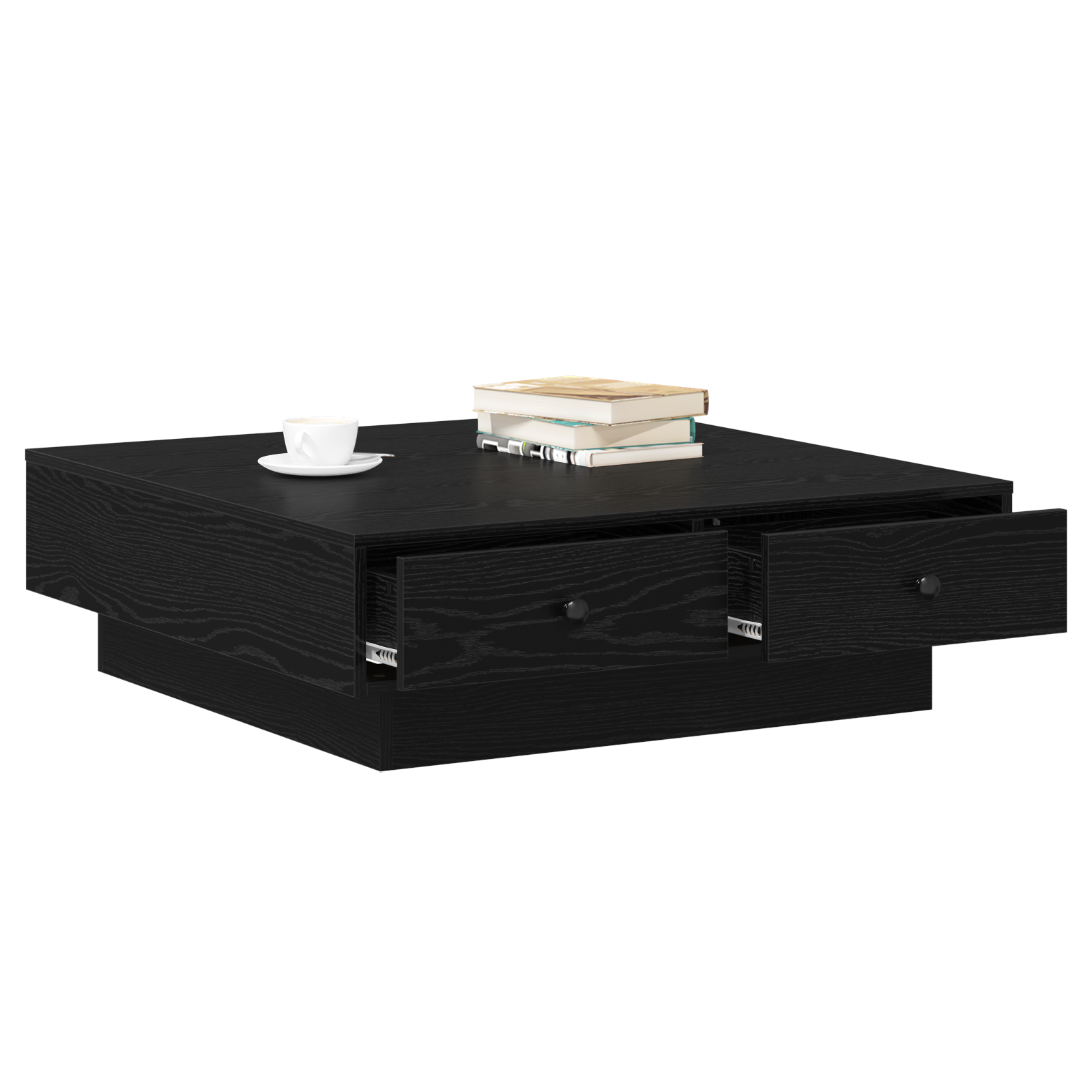vidaXL Salontafel Zwart eiken Bewerkt hout 90 x 90 x 28 cm Salontafel