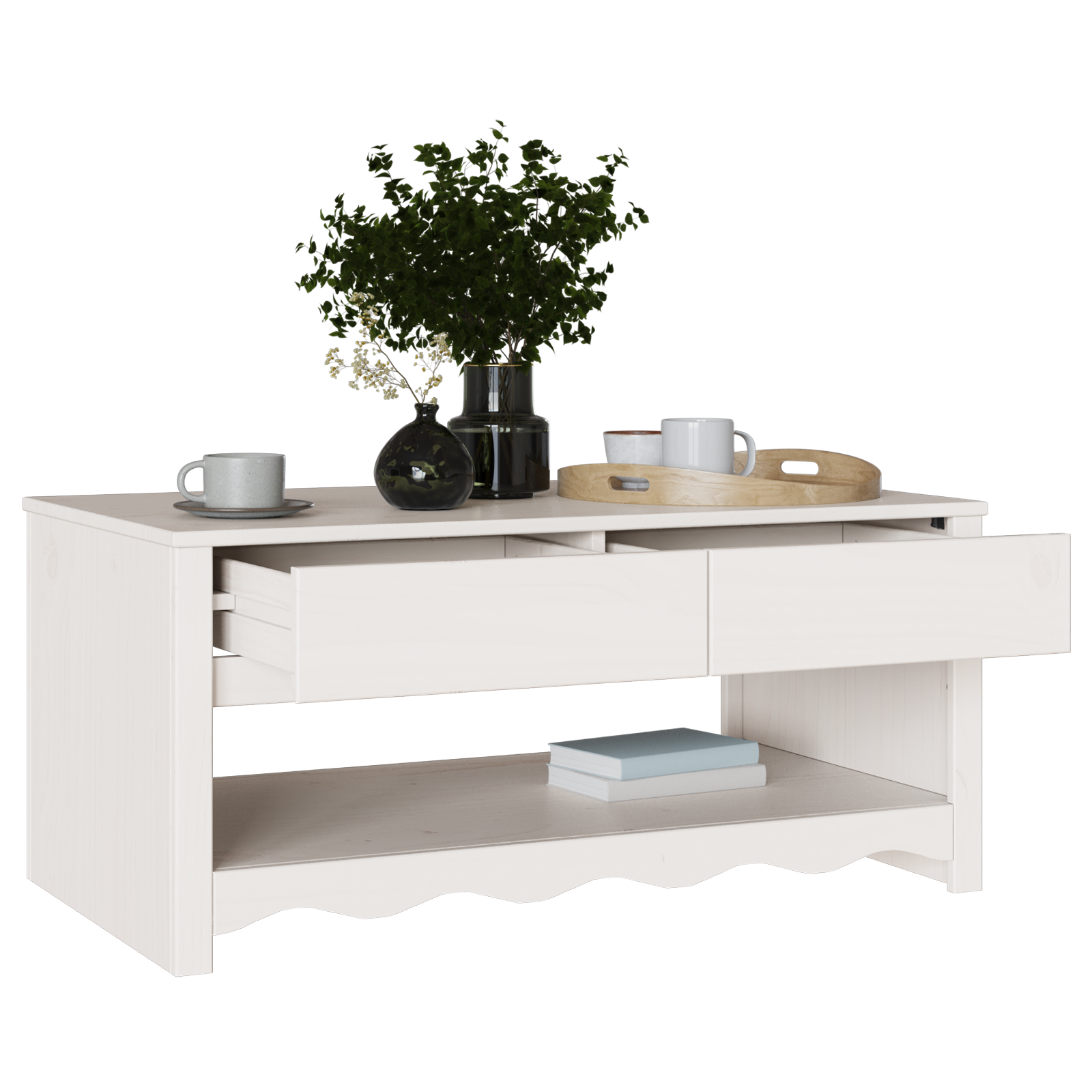 vidaXL Salontafel DRAMMEN 99x55x45 cm massief grenenhout wit