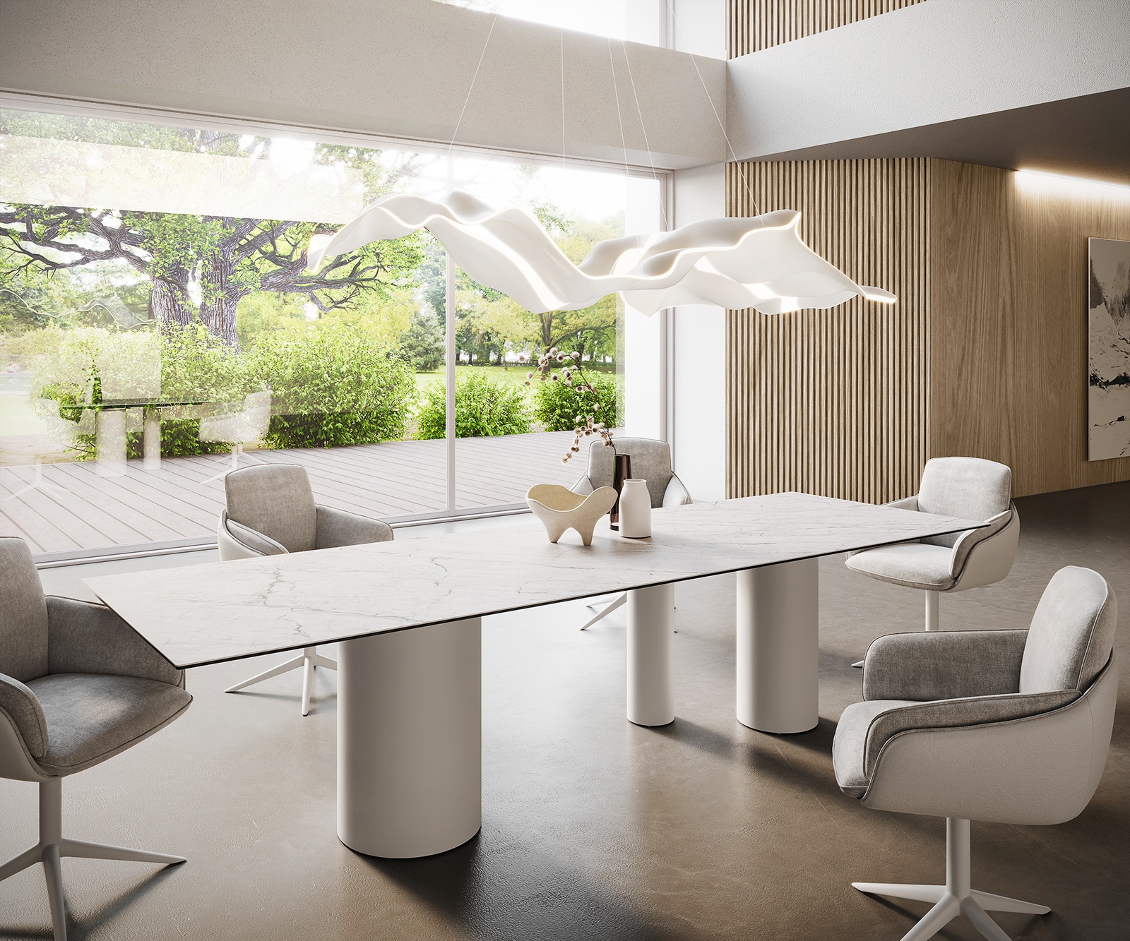 DELIFE Esstisch Edge 300x100 Keramik LaminamStatuarietto Weiß Troa Metall Weiß